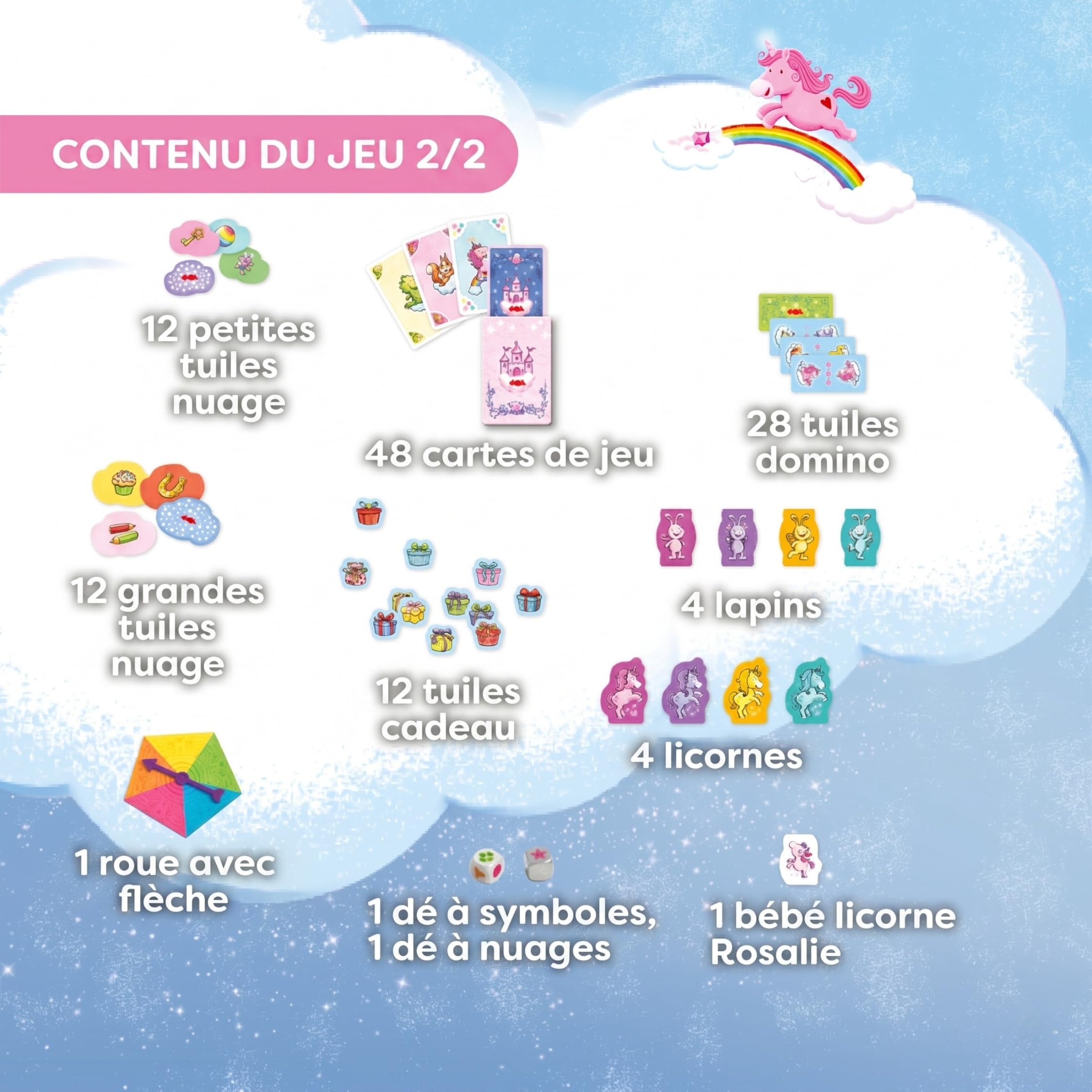 HABA Licornes dans Les Nuages – Collection de Jeux à partir de 3 Ans avec 9 Jeux de dés, de Cartes et de Plateau variés pour 2 à 4 Enfants, faciles à Expliquer – 2012231002