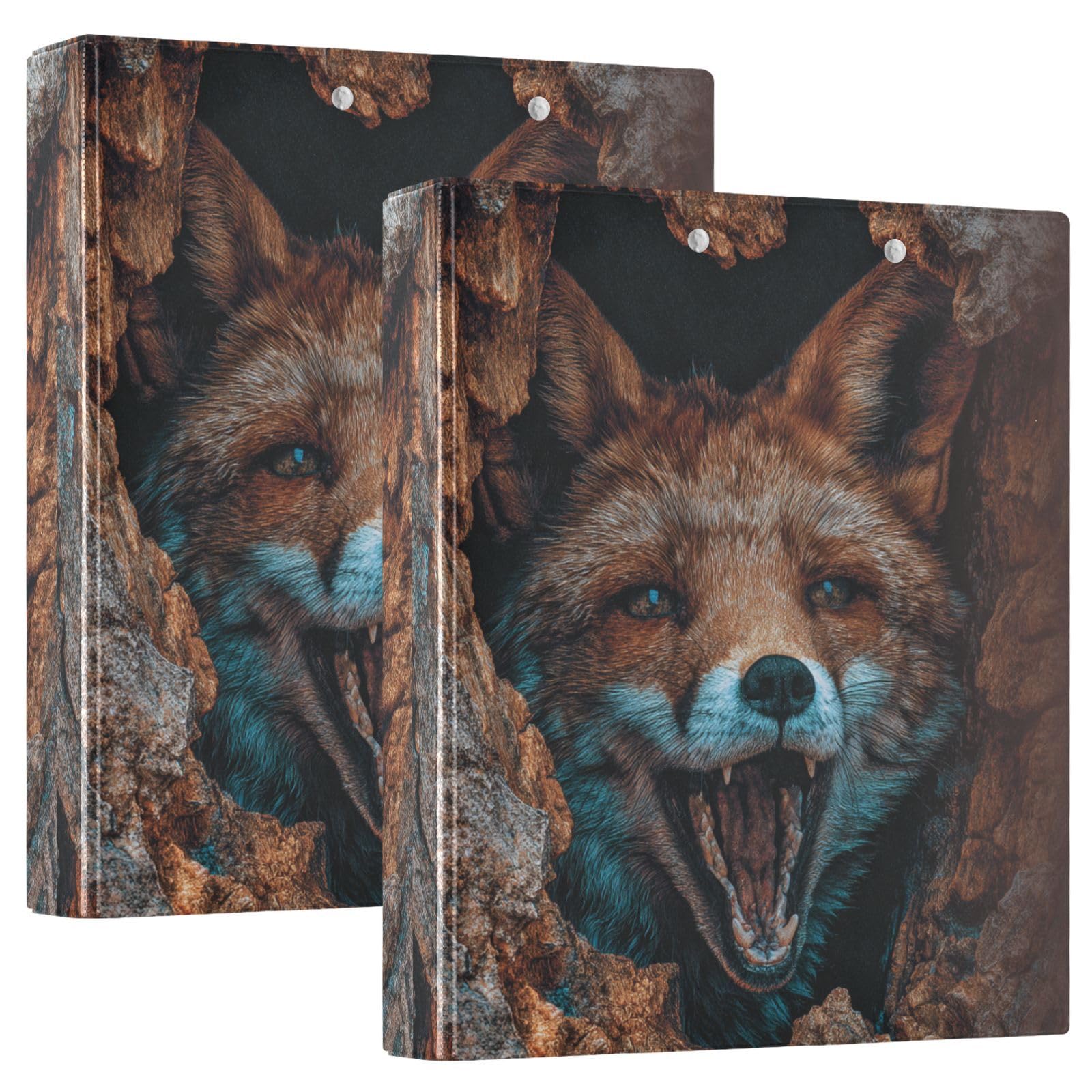 Raccoglitore scolastico da 3,8 cm con divertente volpe in legno 3D