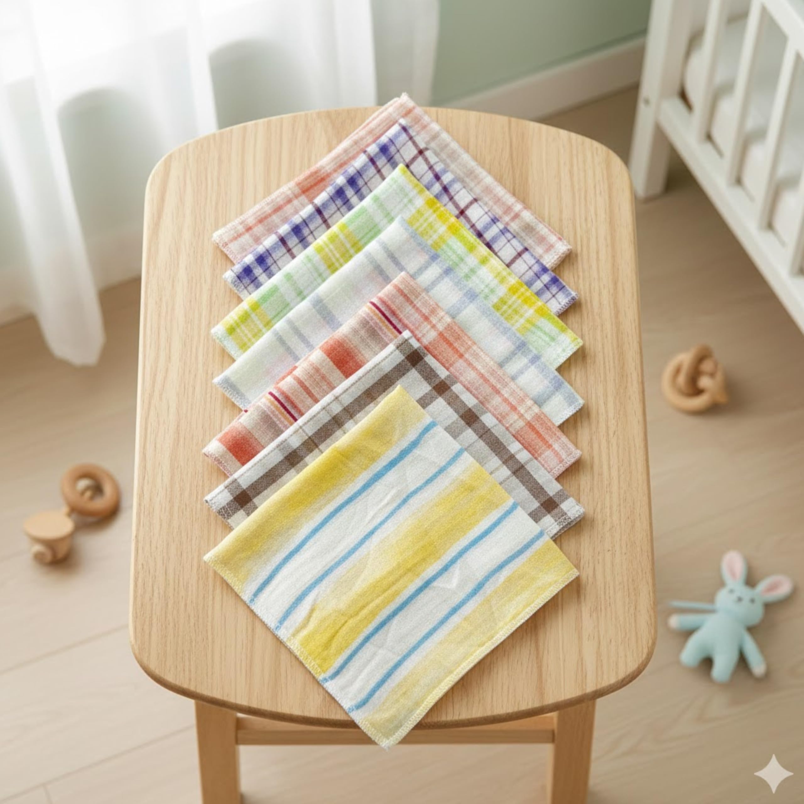 NEW COMERS Baby Washcloths, Cotton Muslin Double Layer, Animal Print Design, Super Soft Absorbent Face Towels, 25 x 25 c