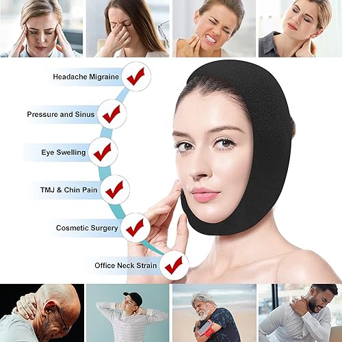 Miniatura 4 de Muelas del juicio Ice Pack Head Wrap, producto de alivio del dolor de TMJ mandíbula, recuperación de amigdalectomía, alivio de migraña, almohadillas