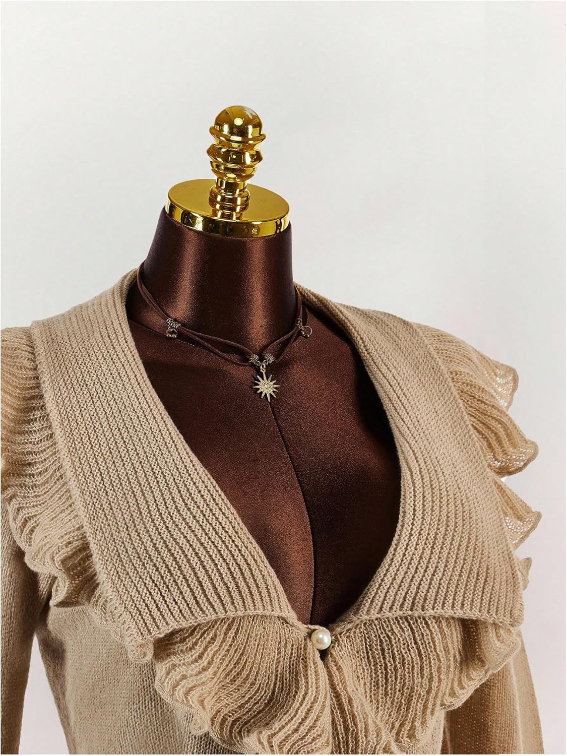 WDIRARA Women's Plus Size Ruffle Button Cardigans Bell Long Sleeve Asymmetrical Knit Sweater - Image 2