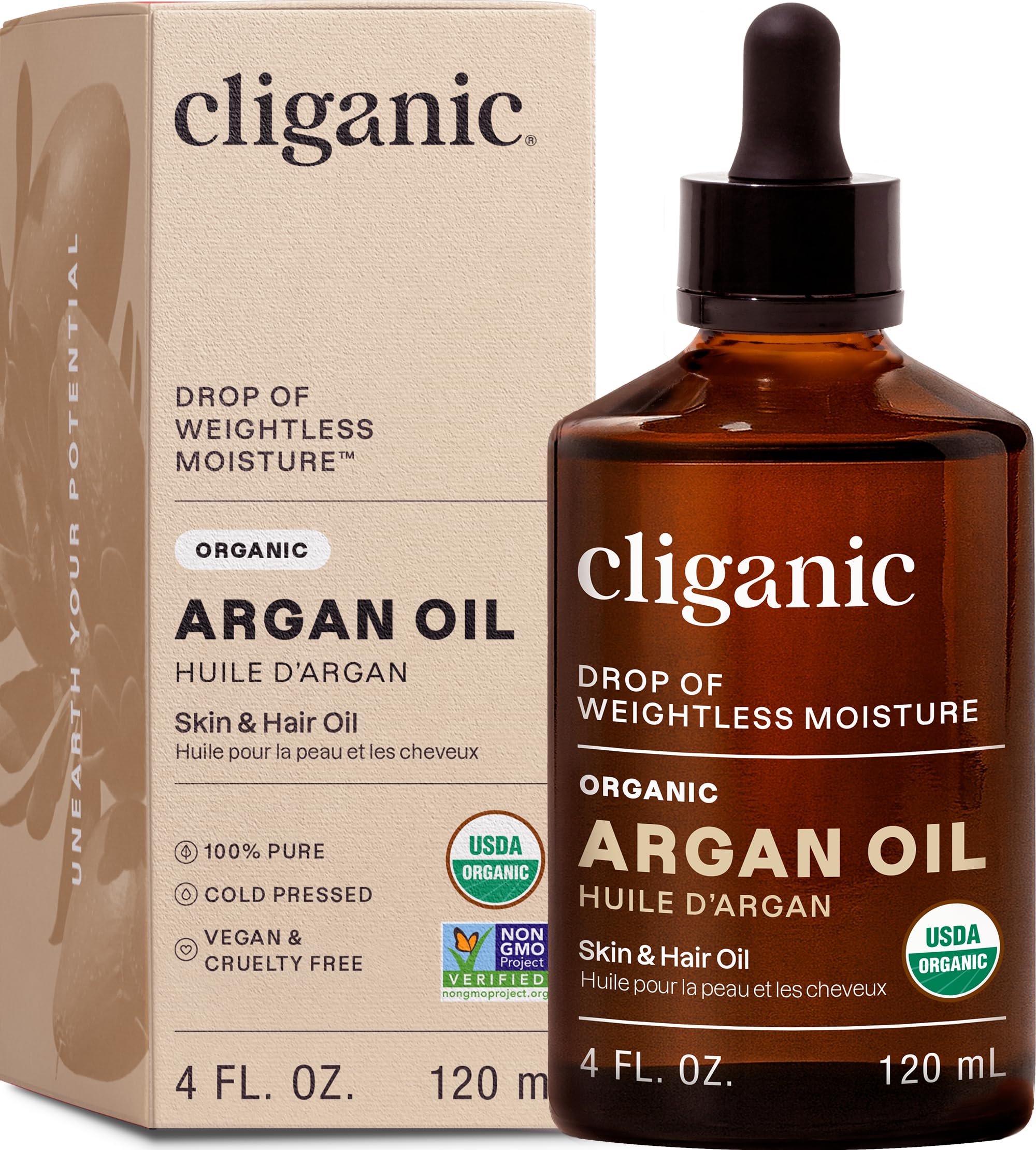 USDA Organic Argan Oil, 100% Pure | for Hair, Face & Skin | Natural Cold Pressed Carrier Oil, Imported from Morocco