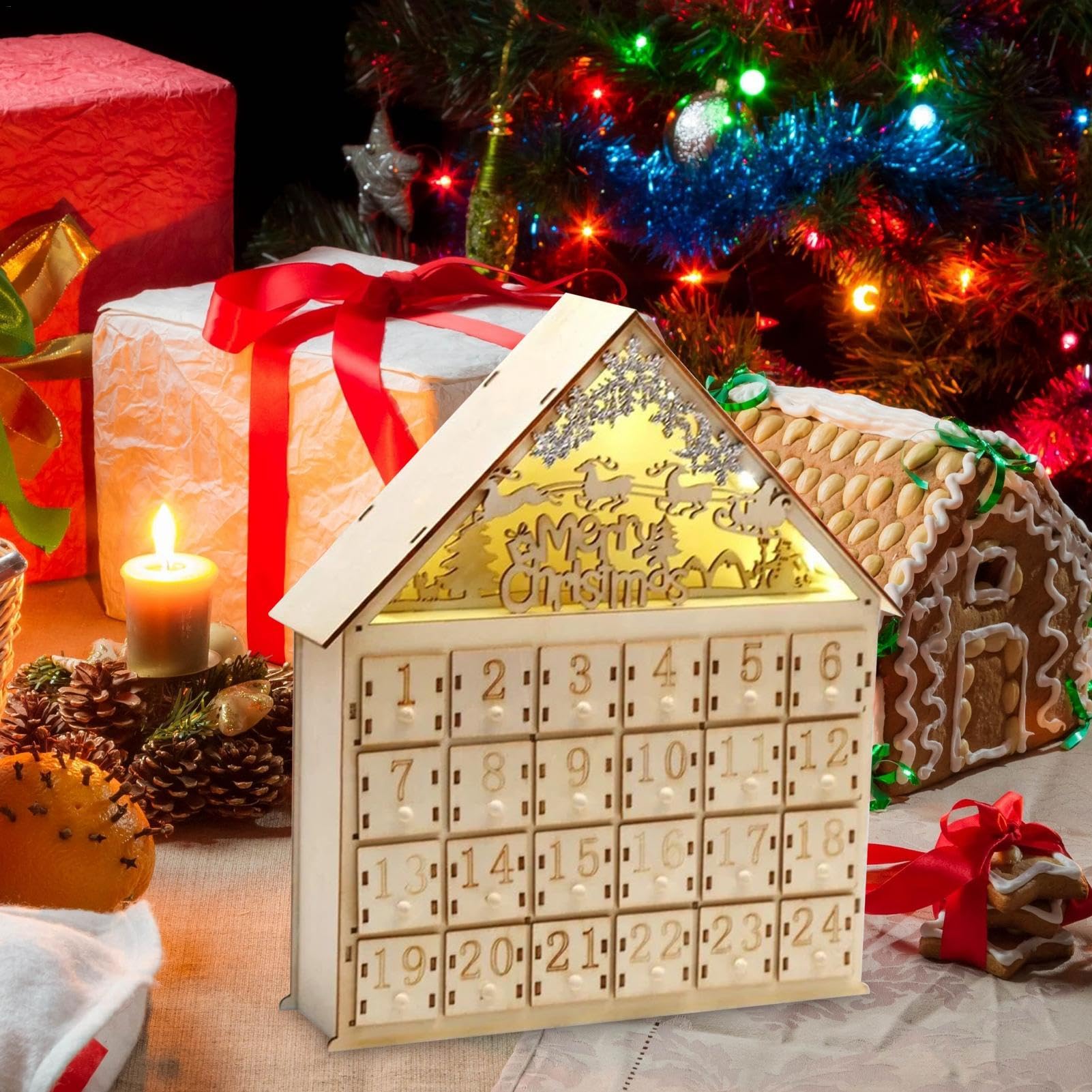 Amazon.co.jp: 木製アドベントカレンダー - 24日クリスマス