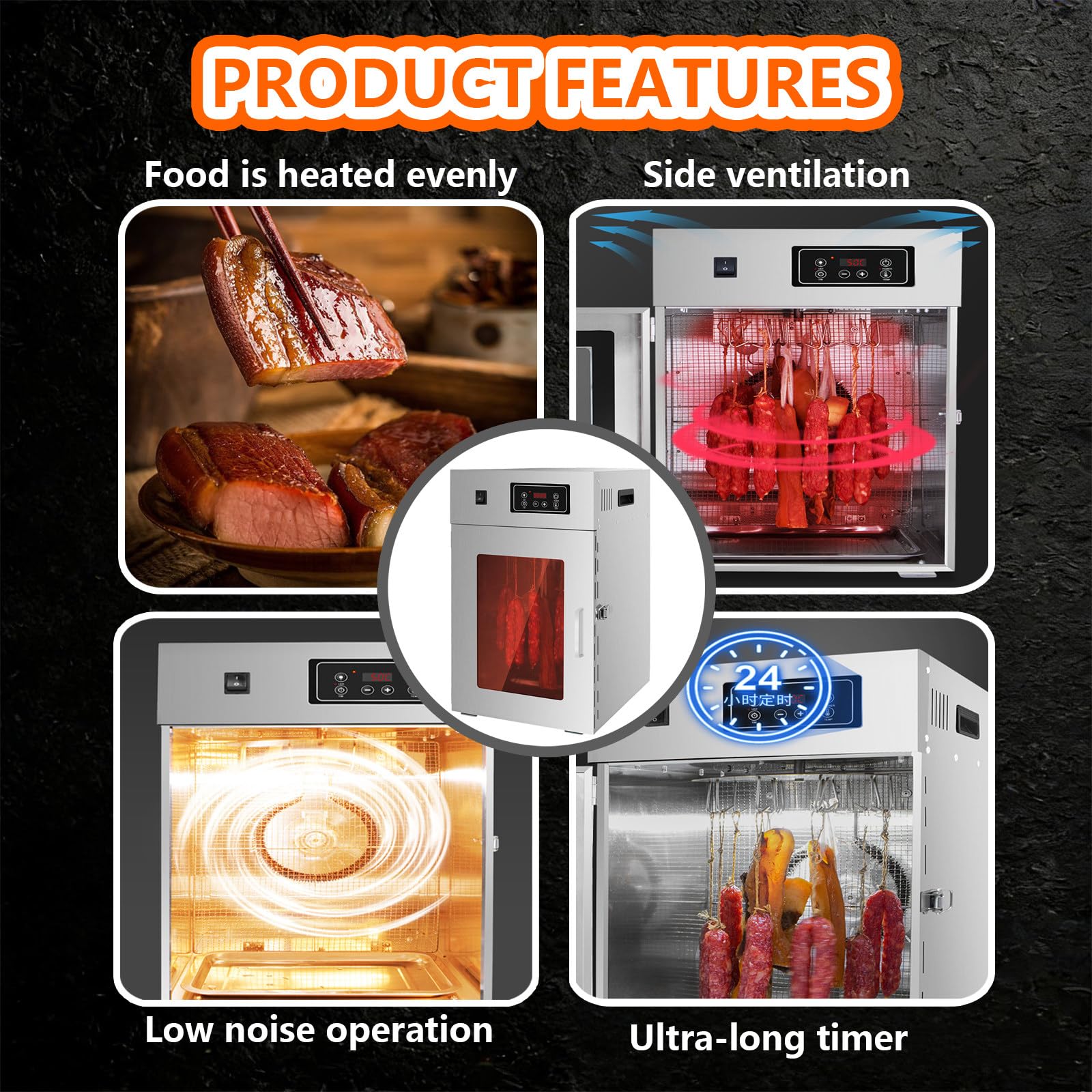 Essiccatore per Carne con Controllo Digitale, Essiccatore per Carne Professionale da 800 W e Essiccatore per Alimenti, 14 Ganci, può Essiccare Uniformemente Salsicce, Carne Secca, Carne, ECC.