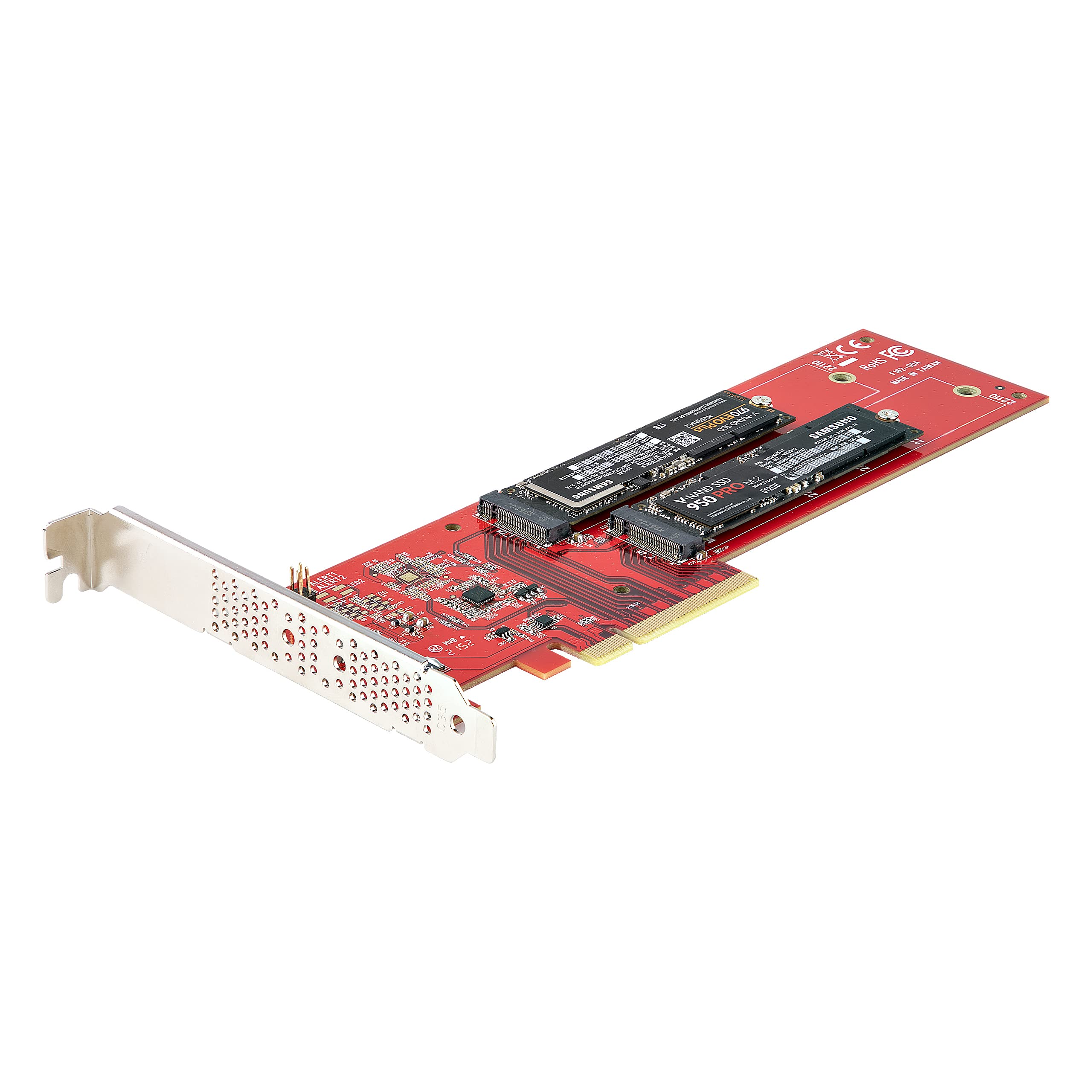 StarTech Tarjeta PCIe Adaptadora para 2 SSDs M.2, PCI Express x8 o x16 a NVMe Doble o SSDs M.2 AHCI, PCI Express 4.0, 7,8Gbps por Unidad con Bifurcación - Windows o Linux (DUAL-M2-PCIE-CARD-B), Rosso