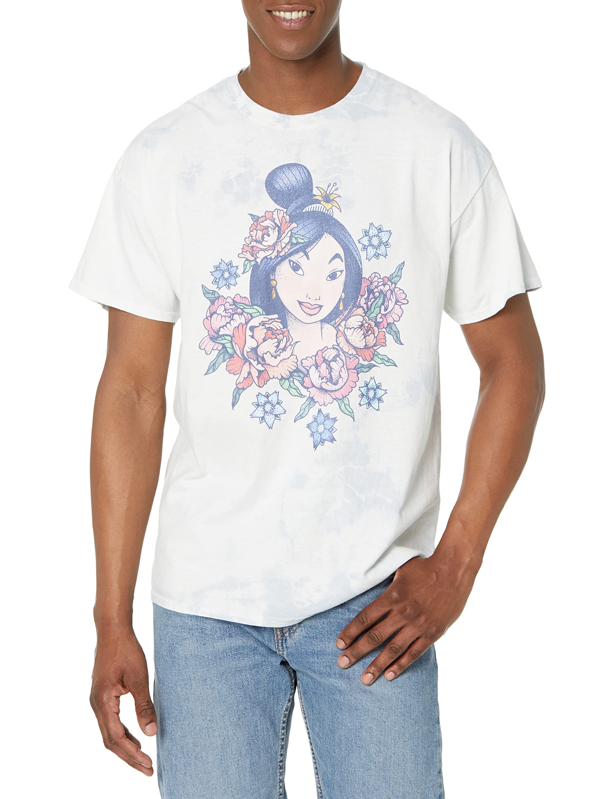 Disney Princess Floral Mulan Young Men's Short Sleeve Tee Shirt