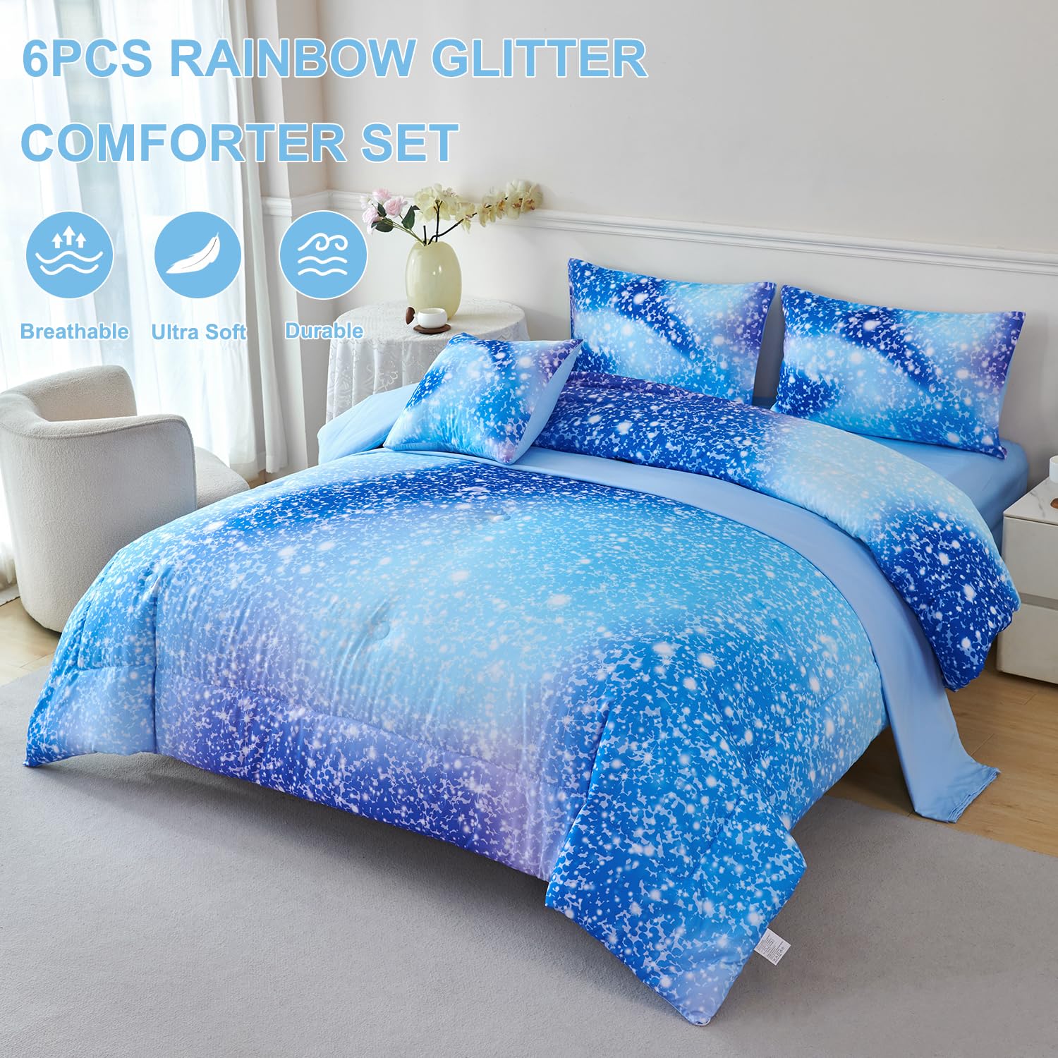 PERFEMET Queen Comforter Set - Blue Sheets -2 PERFEMET Queen Comforter Set - Blue Sheets -2