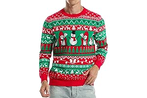 Ugly Christmas Sweater, Unisex Crew Neck Knitted Snowman Sweater