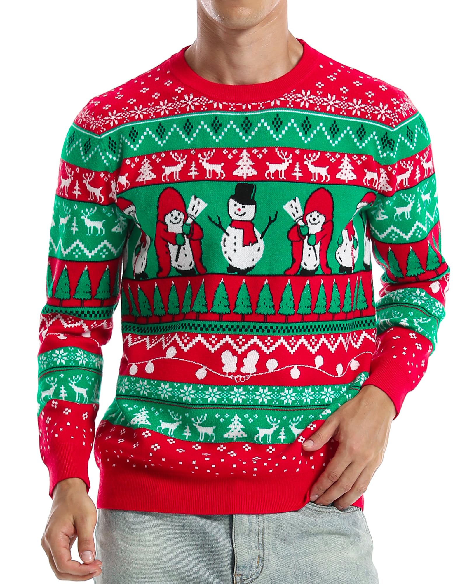 RunhitUgly Christmas Jumpers for Men Ugly Christmas Sweater Men Funny Xmas Knitted Jumper