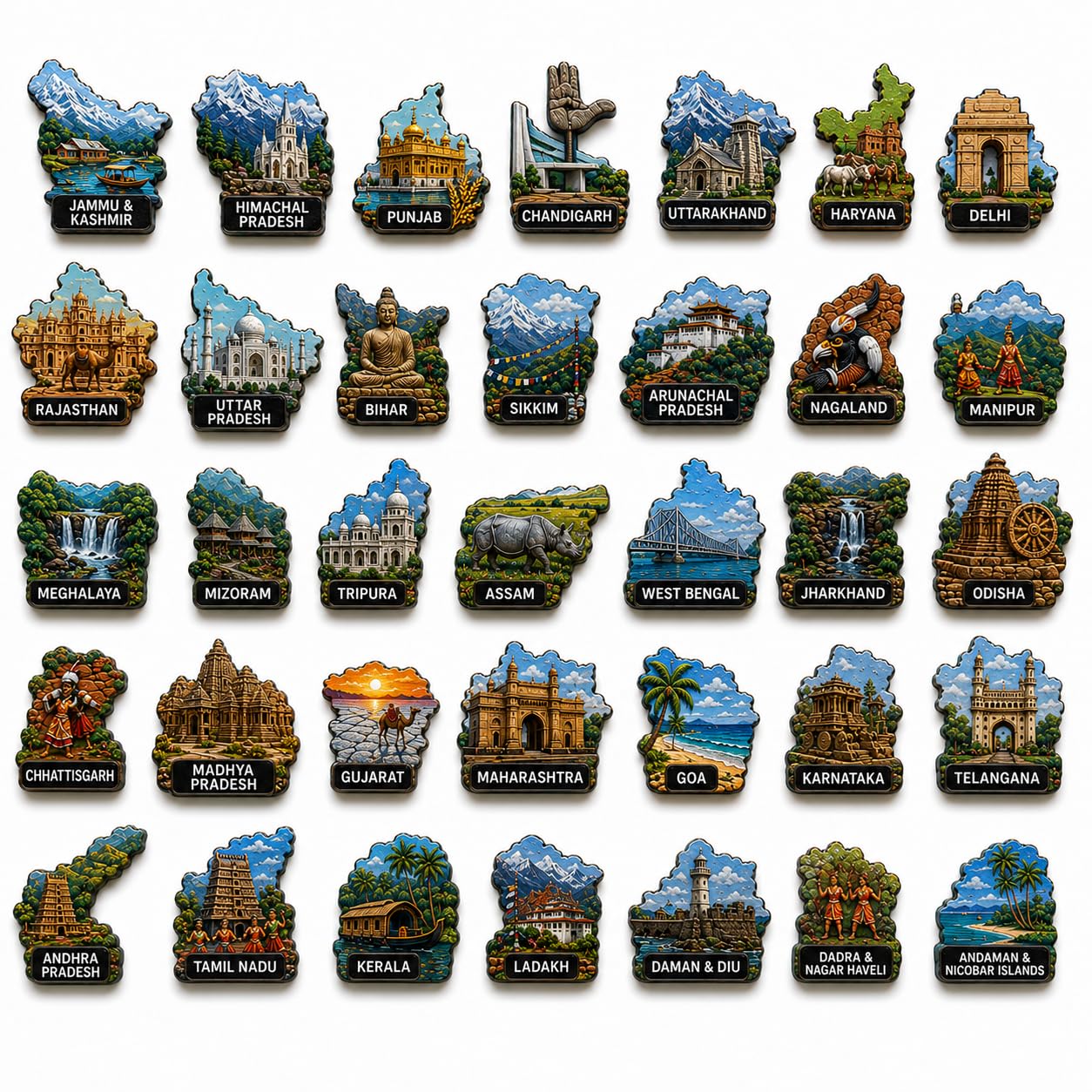 28 States of India Fridge Magnets Set | MDF Wooden Refrigerator Magnets with Strong Magnet | India Souvenir Travel Collection | Decorative Kitchen, Office & Locker Magnets | Gift Set-image-28