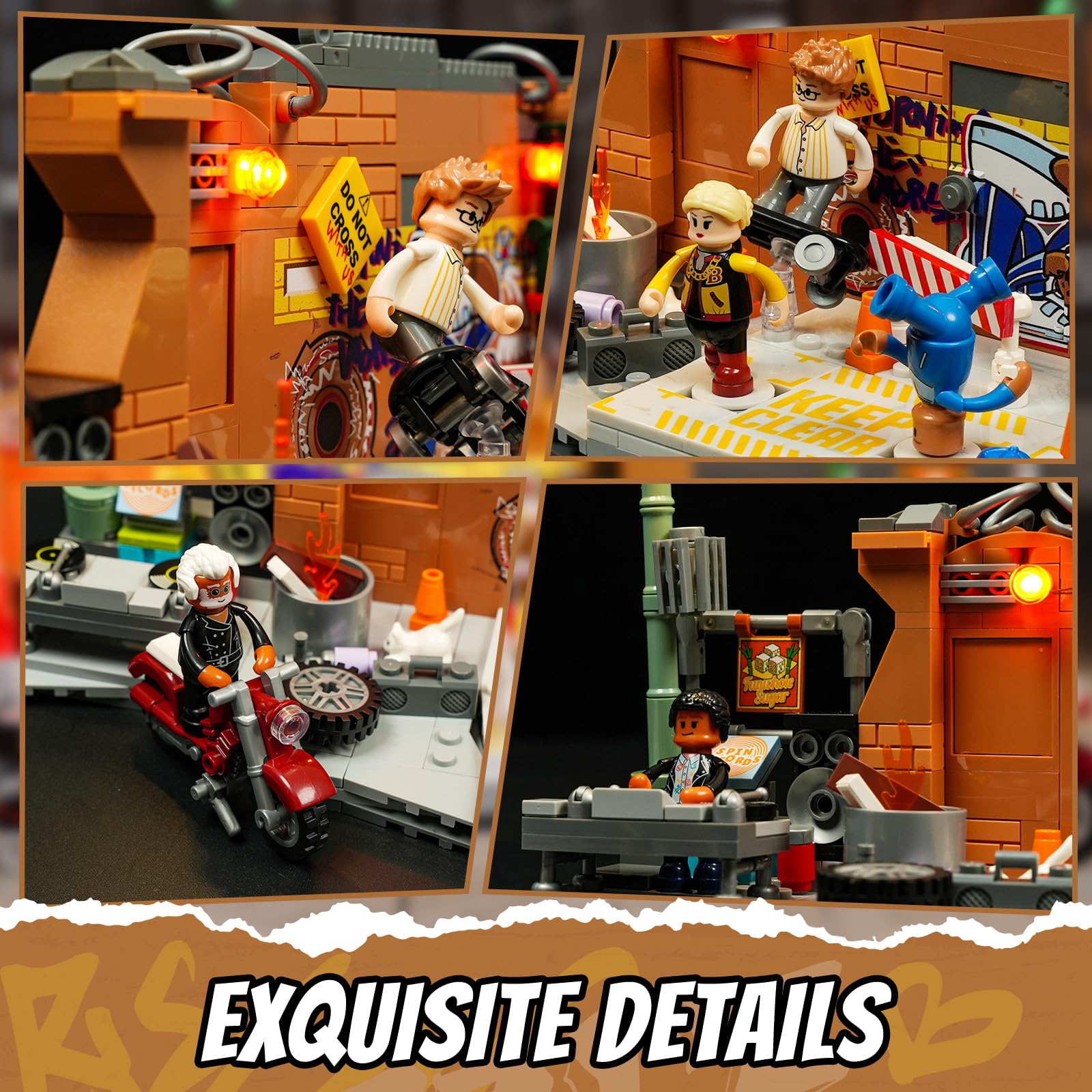 Funwhole Underground-Dance-Battle Building Set including Light,City Street Fusion Modular Blocks, 429 Pcs - Image 3
