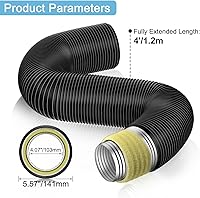 Vista 6 de Hon&Guan Conducto Flexible Aislado de 4 Pulgadas - Manguera de Protección de Cuatro Capas de Servicio Pesado Reductor de Ruido de 4 Pies, Conducto