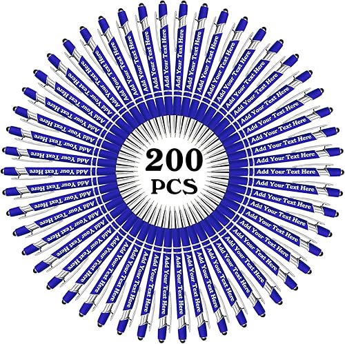 Miniatura 95 de Bolígrafos personalizados a granel grabados personalizados con punta de lápiz capacitivo, bolígrafos personalizados de tinta negra, regalos