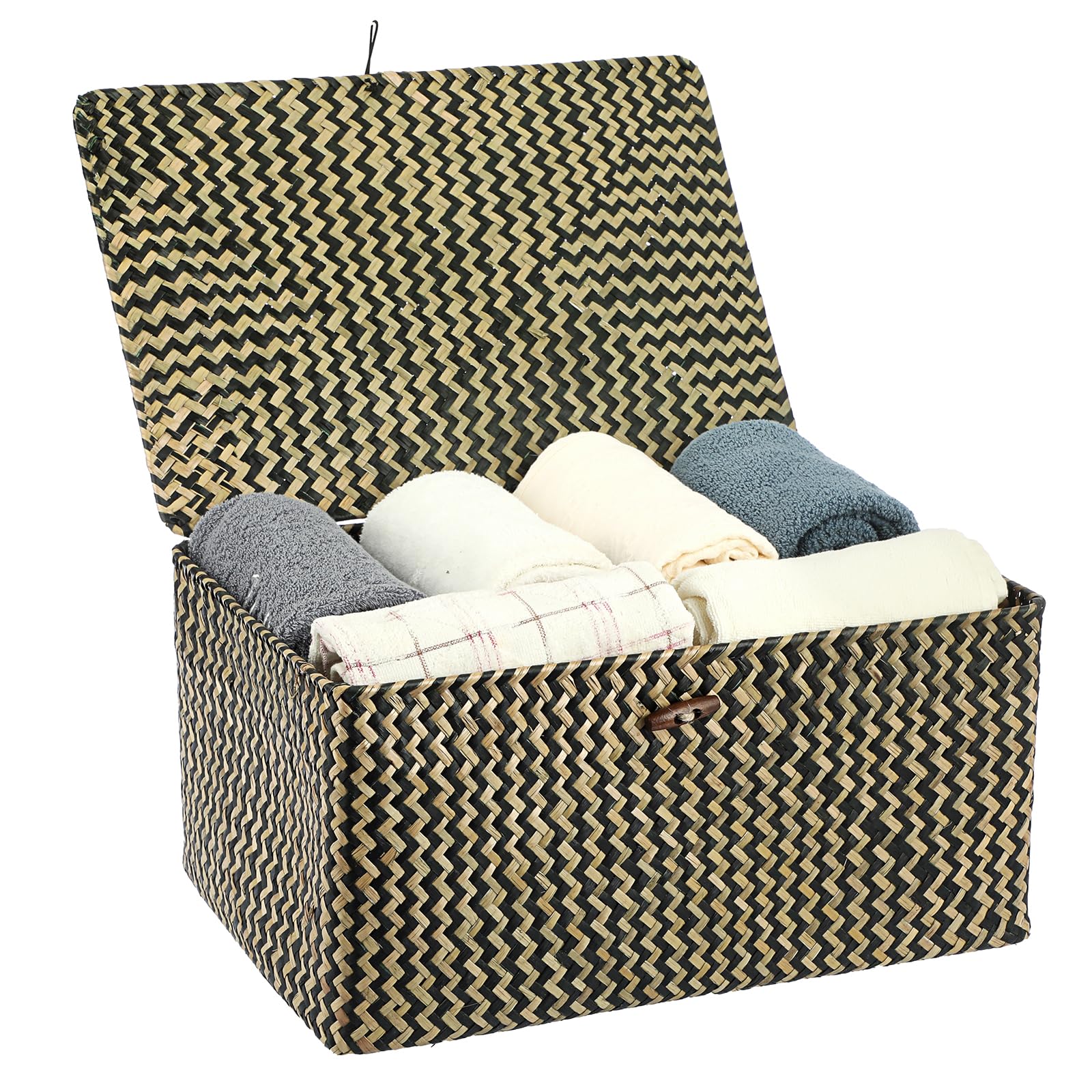 Panier en jonc de mer tressé main de haute qualité noir