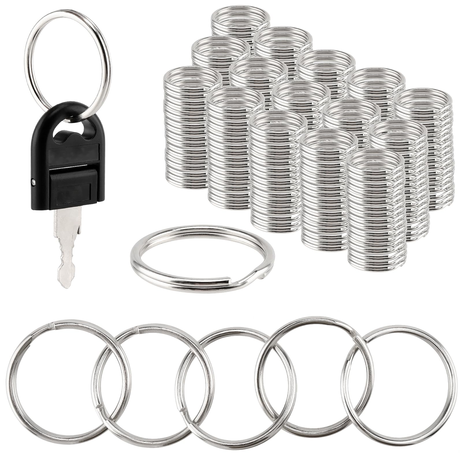 JEUIHAU 1000 PCS 25mm Key Rings Hoops, Round Keyrings Metal Silver Bulk Split Rings for Keyrings Making, Crafts DIY, Lanyards, Gifts