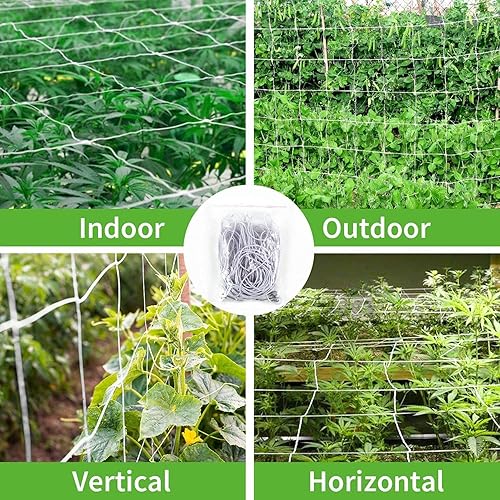 Miniatura 5 de iPower Paquete de 4 redes elásticas de enrejado de 3 x 3 pies con 6 ganchos para plantas trepadoras de invernadero de interiores y exteriores,