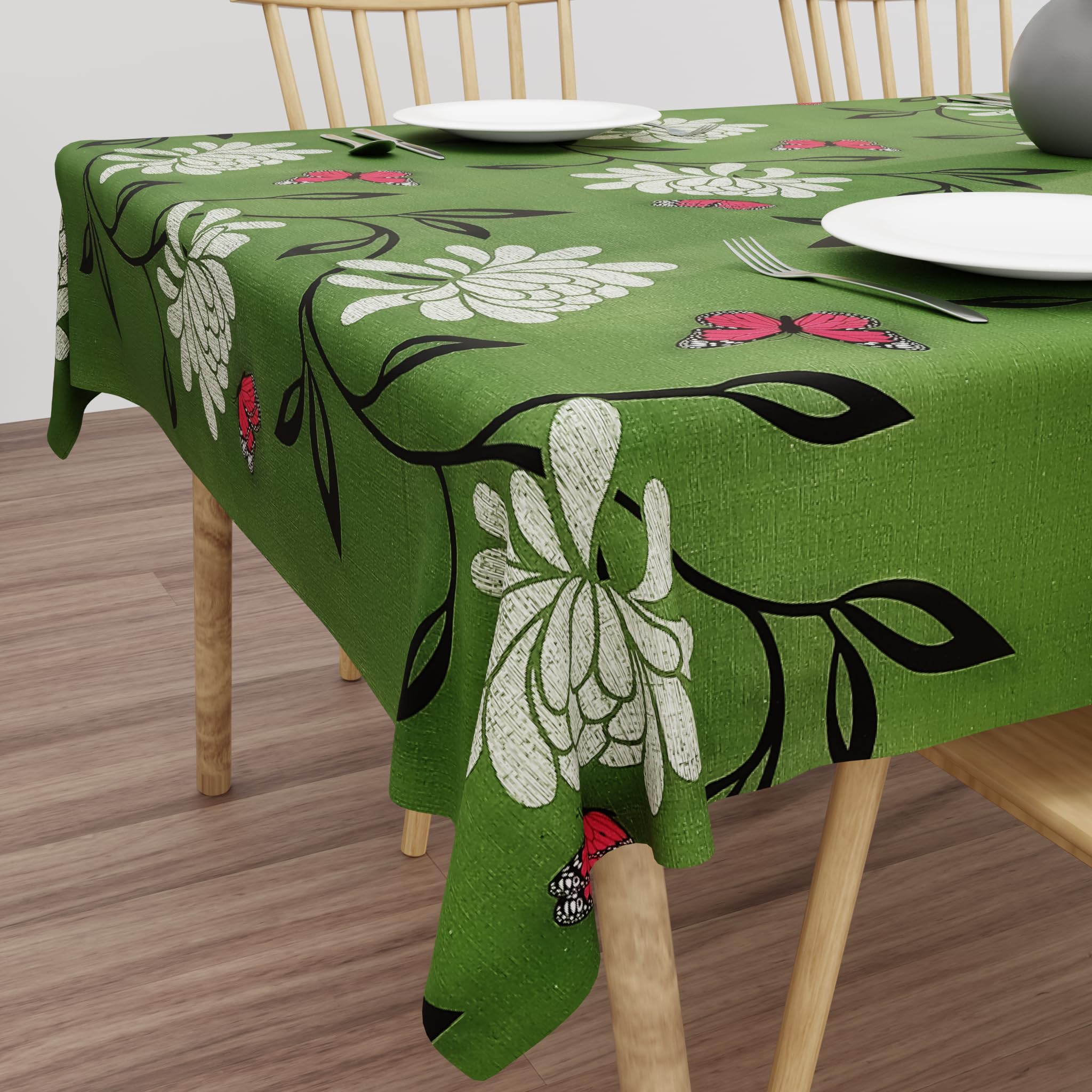 Wings Star Premium Dining Table Cover for 6 to 8 Seater, 60 x 90 inch Size, Waterproof and Dustproof (60x90 inch- 6-8 Seater) Green