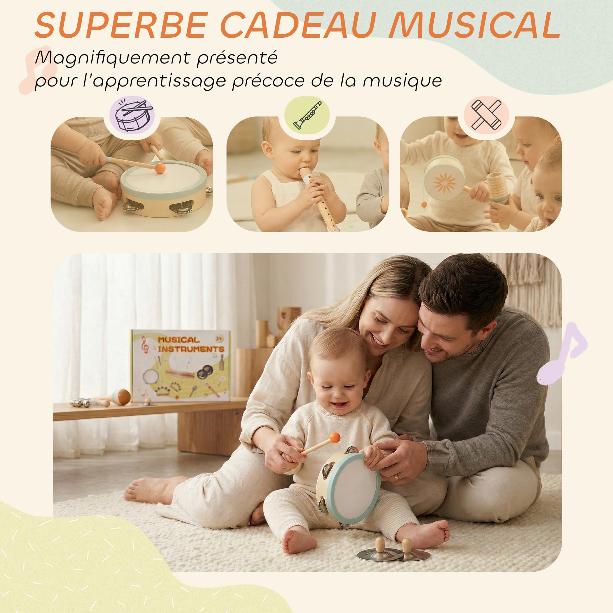 AIYAPLAY Instrumenty muzyczne dla dzieci 3+ lat, Zabawki muzyczne
