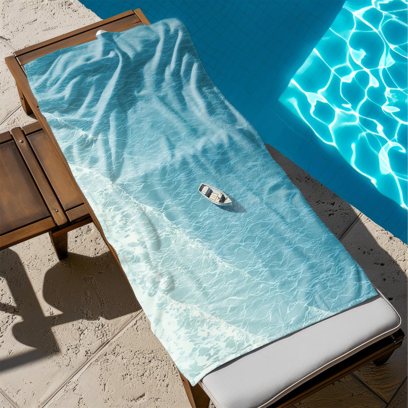Générique Serviette de Plage XXL Lac Bleu Ciel | Grande Taille Serviette de Plage et Douche Avec Elastique Microfibre Absorbante et Légère Sport Séchage Rapide