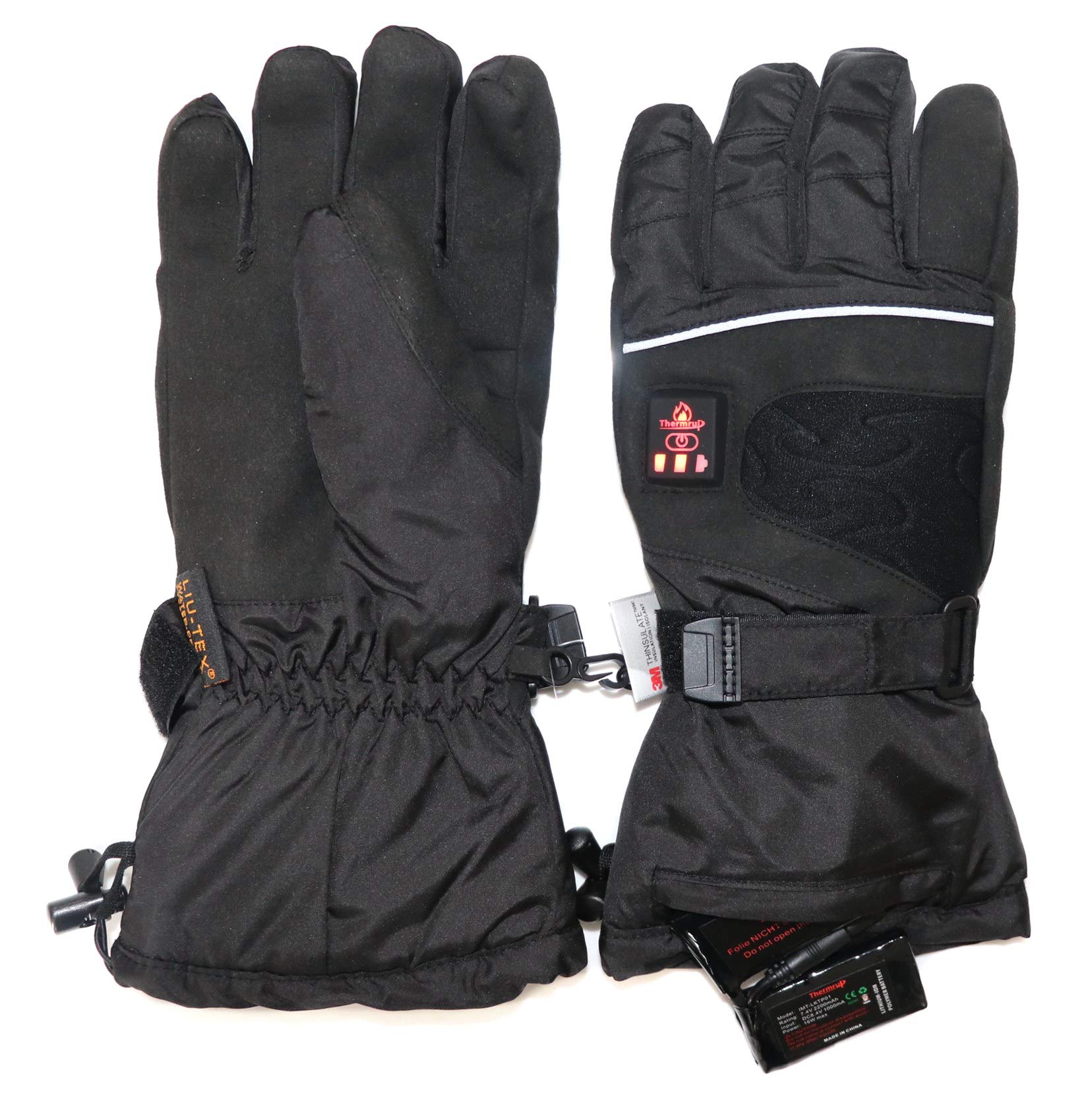 Thermrup Guantes térmicos Control de Temperatura de 4 Pasos, repelentes al Agua Transpirables con Thinsulate 3M, Funcionamiento con batería