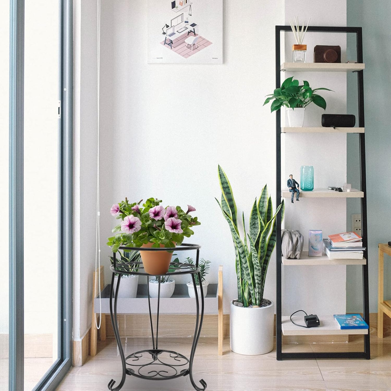 GANAZONO Decorative Metal Plant Stand for Use Sturdy Flower Pot Rack Elegant Design for Home and Garden Display