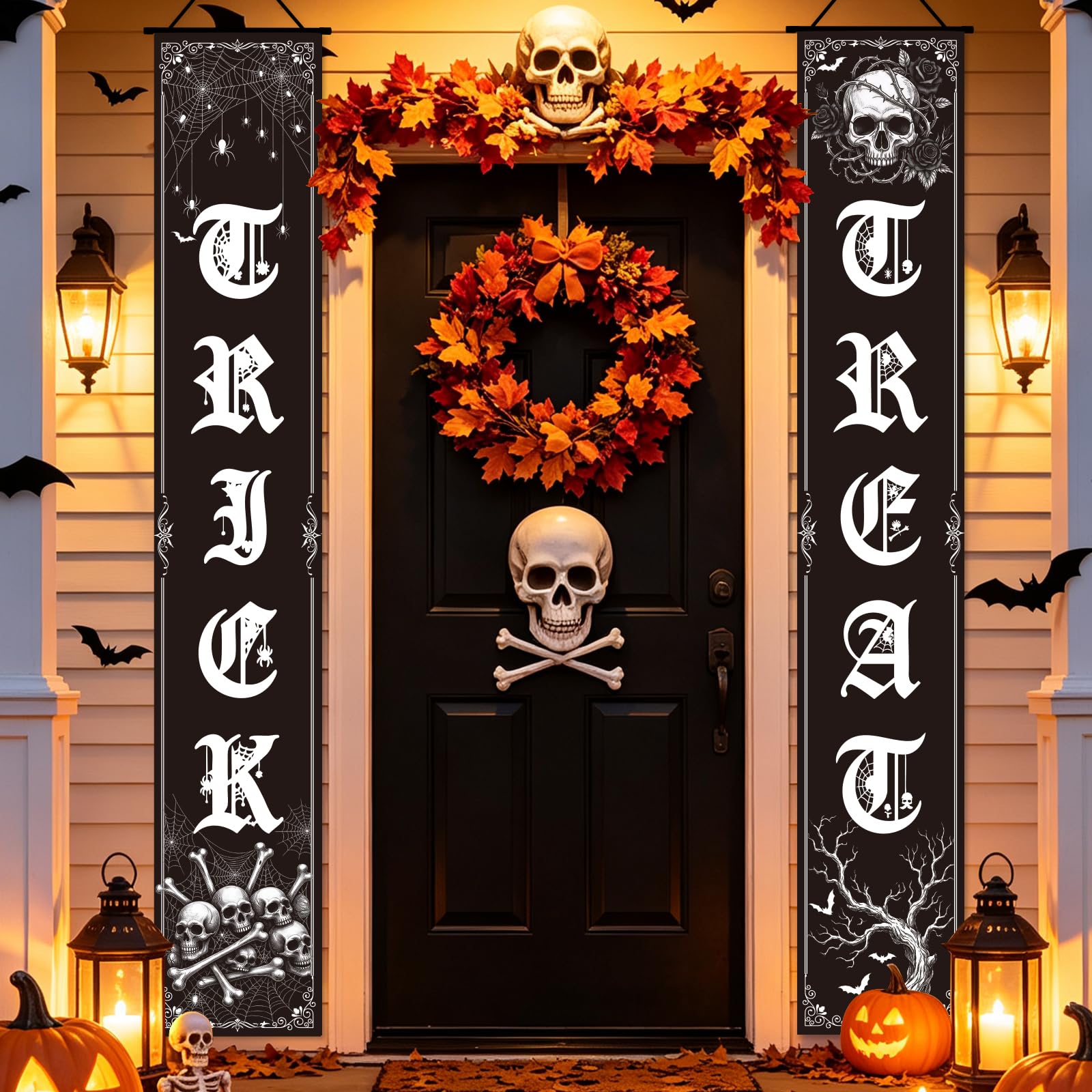 Halloween Door Banner Decorations - Trick or Treat 180x30cm Porch Banners