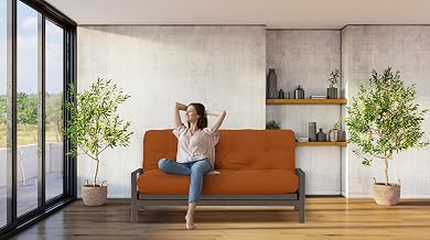 Royal Sleep Products by The Futon Factory 10 inch Pocket Coi Futon Mattress - Cinnamon Cover - Queen Size - CertiPUR Certified Foams - Made in The USA - Frame Not Included