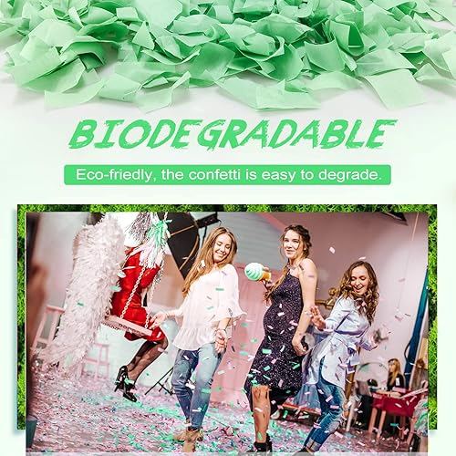 Miniatura 4 de Confetis verdes, poppers de confeti biodegradables de 15 pulgadas, lanzadores de confeti accionados por aire para cumpleaños, bodas, celebraciones