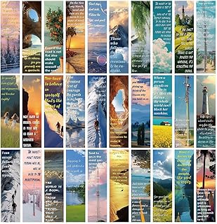 30Pcs Motivational Landscape Bookmarks Inspirational Page-Markers with Uplifting Quotes for Students Kids Teens Adults and Reading Lovers