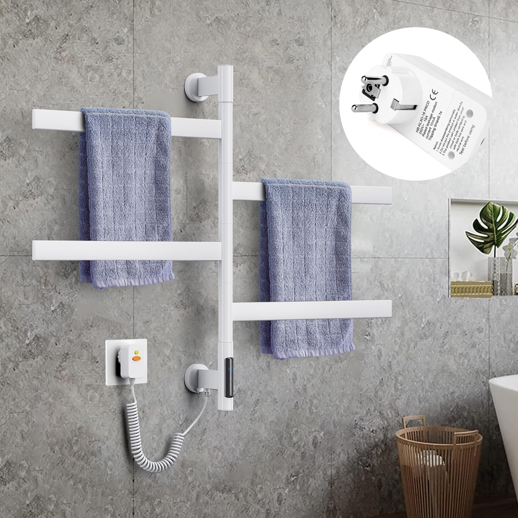 LCD Bagno Radiatore Scaldasalviette Scaldasalviette Termoarredo Elettrico Radiatore Elettrico Basso Consumo, Scalda Asciugamani, Termoarredo Elettrico Bagno con Timer