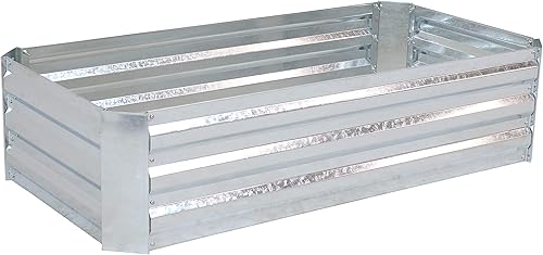 Miniatura 185 de Sunnydaze Cama de jardín de metal elevada de 11.75 pulgadas de alto, cama de jardín elevada galvanizada para exteriores para verduras y flores