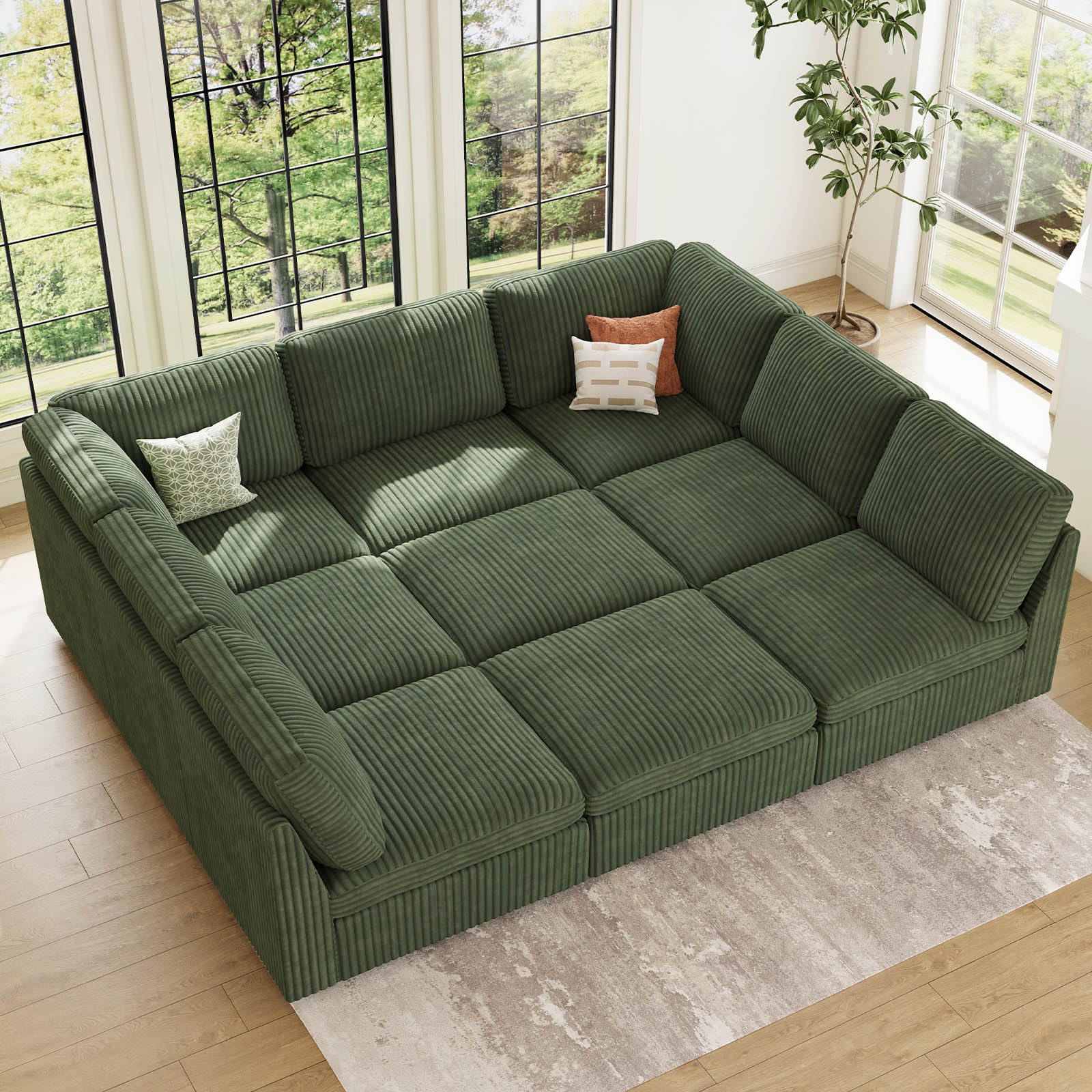 Belffin Modular Sectional Sofa with Sleeper Sofa, Oversized Cloud Couch with Extra Deep Seat, Upholstered 9 Seat Sectional Couches for Living Room,