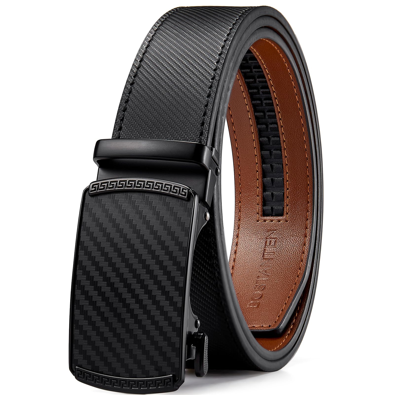 BOSTANTEN Ratchet Belts for Men Leather Trim to Fit 1 3/8“ Gift Boxed