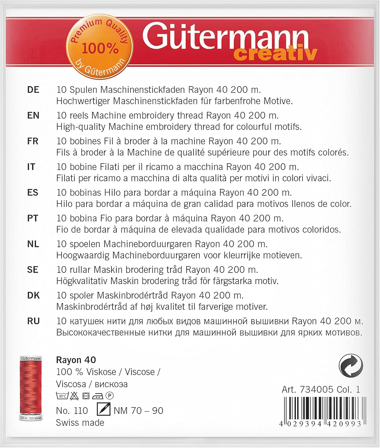 Gutermann Thread Set, Multi-Colour, 200 m
