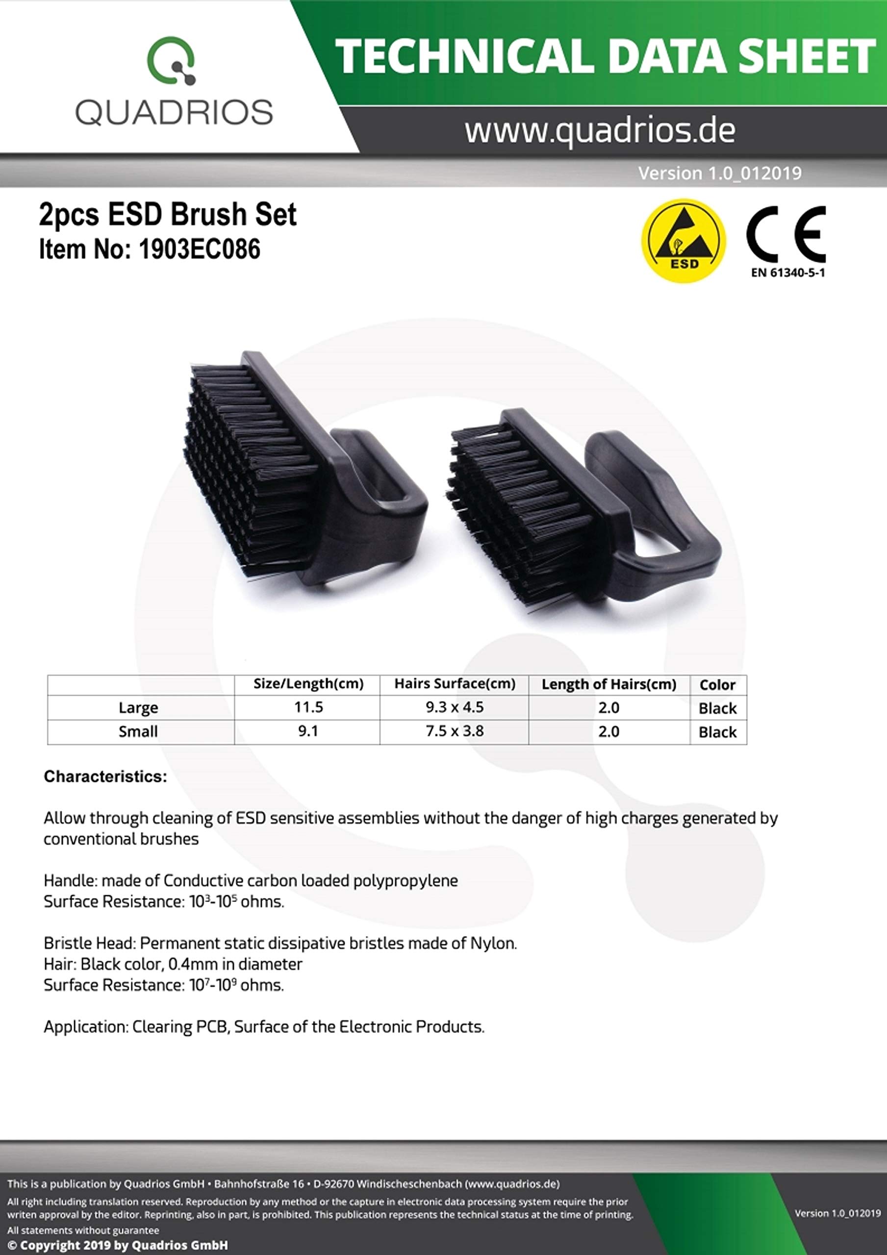 ESD-Bürstenset 2-teilig Mit Bügelgriff – Ideal Für Empfindliche Elektronik Und Leiterplatten