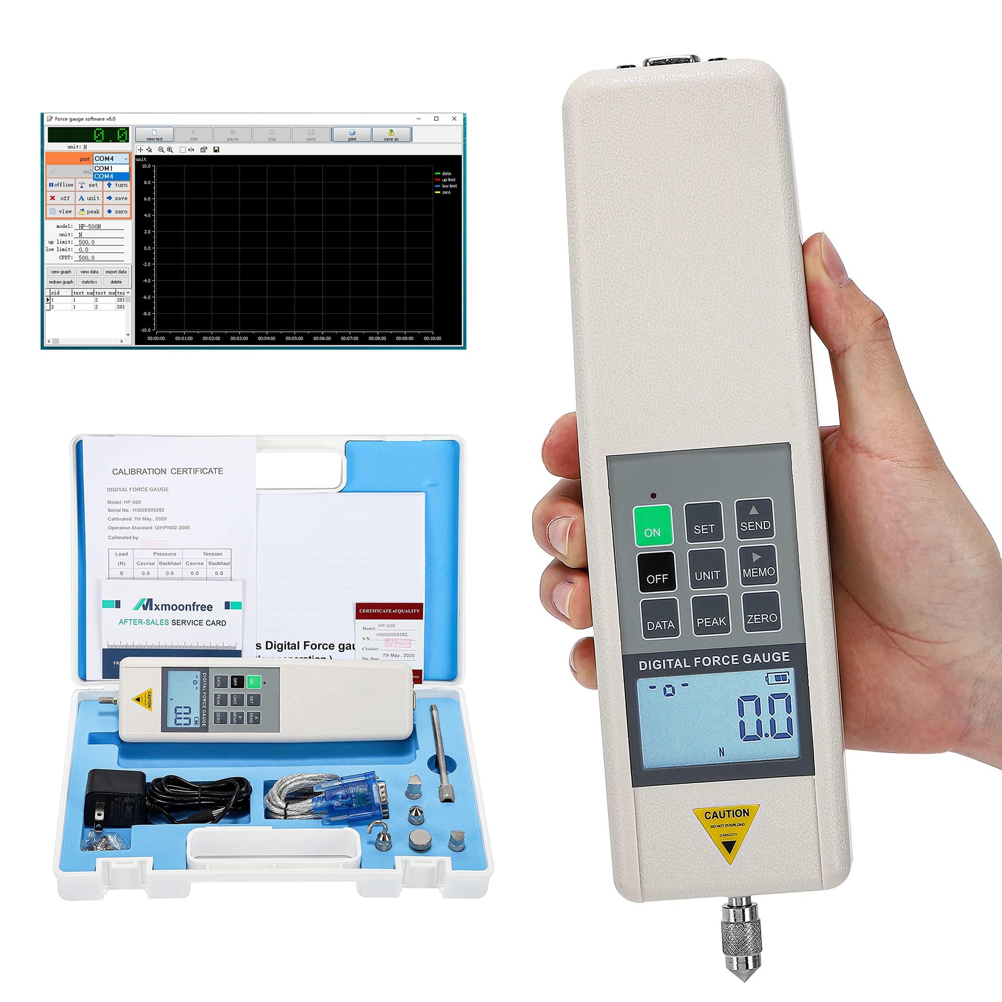 Buy Mxmoonfree 50N Digital Force Gauge Push Pull Gauge with USB Output, N/Lbf/Kgf Units