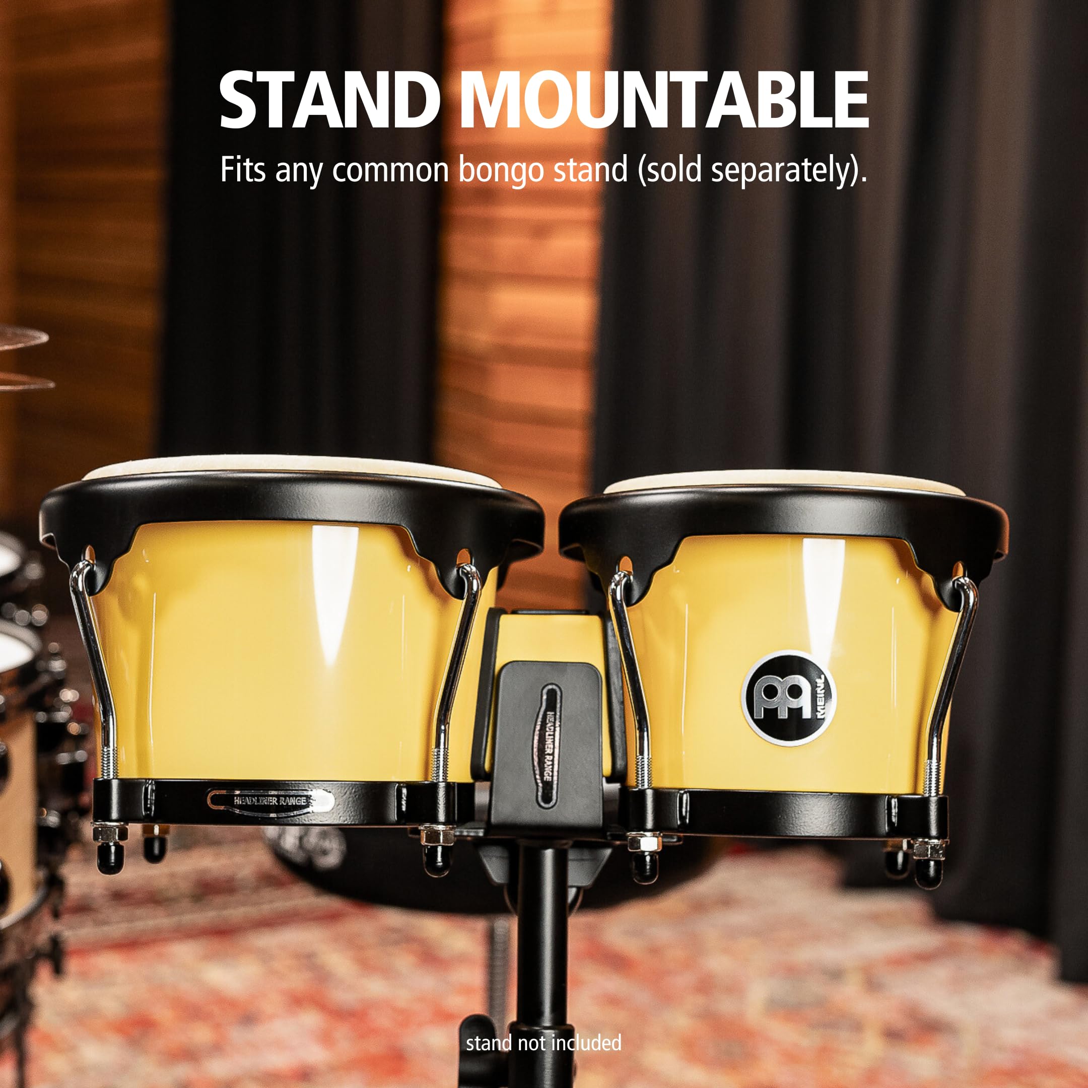 Meinl Percussion Bongos Journey Series - 2 Tamburi a Mano da 6.5 e 7.5 Pollici - Chiave Accordatura Inclusa - Plastica ABS, Yellow (HB50IY)