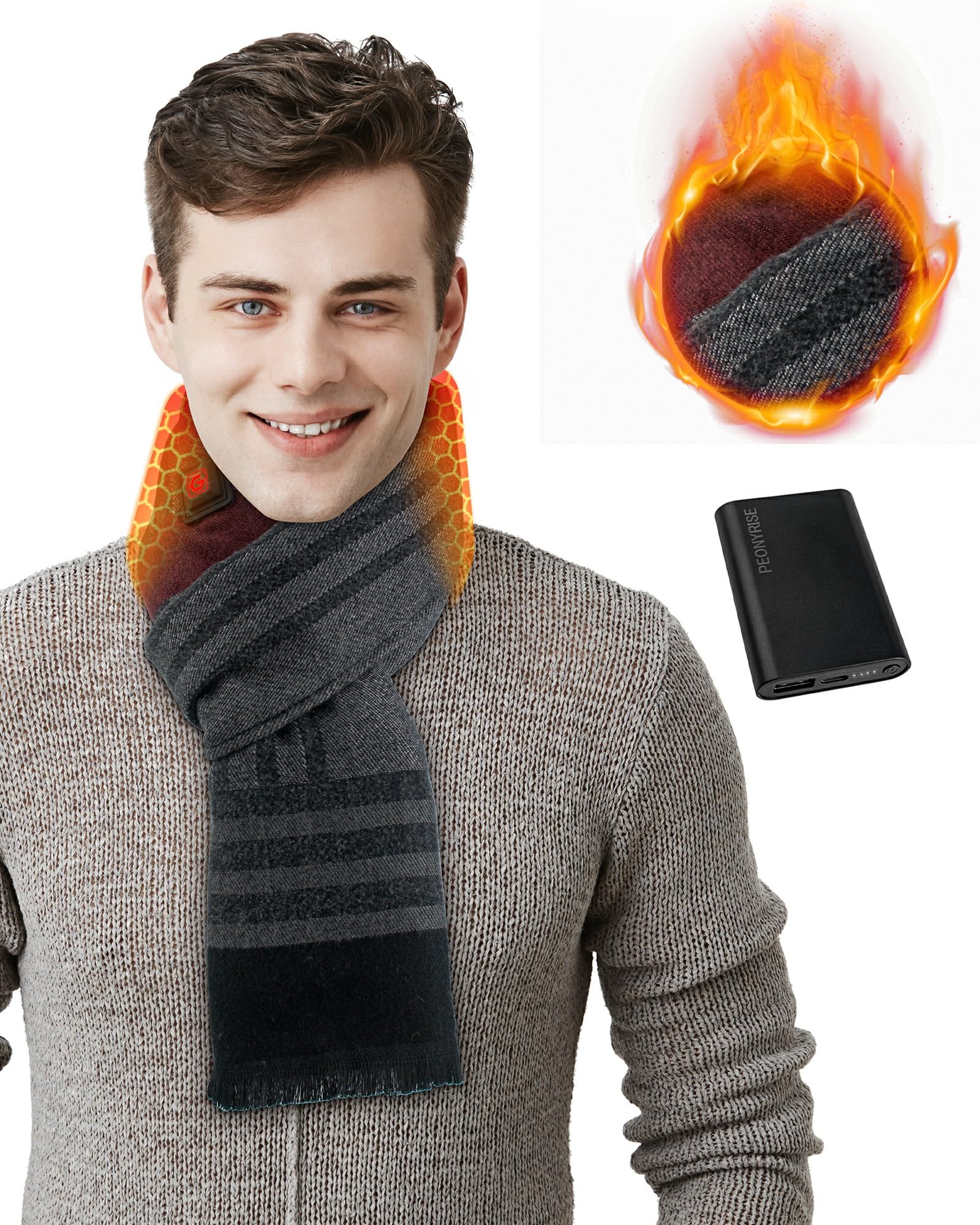 PEONYRISEHeated Scarf for Women Men Warm Gift Idea with 5000mAh Battery Pack