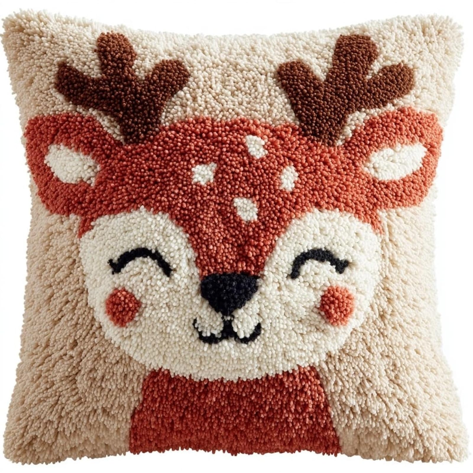 WallustrioaW Latch Hook Cushion kit 43x43cm,Cartoon Deer