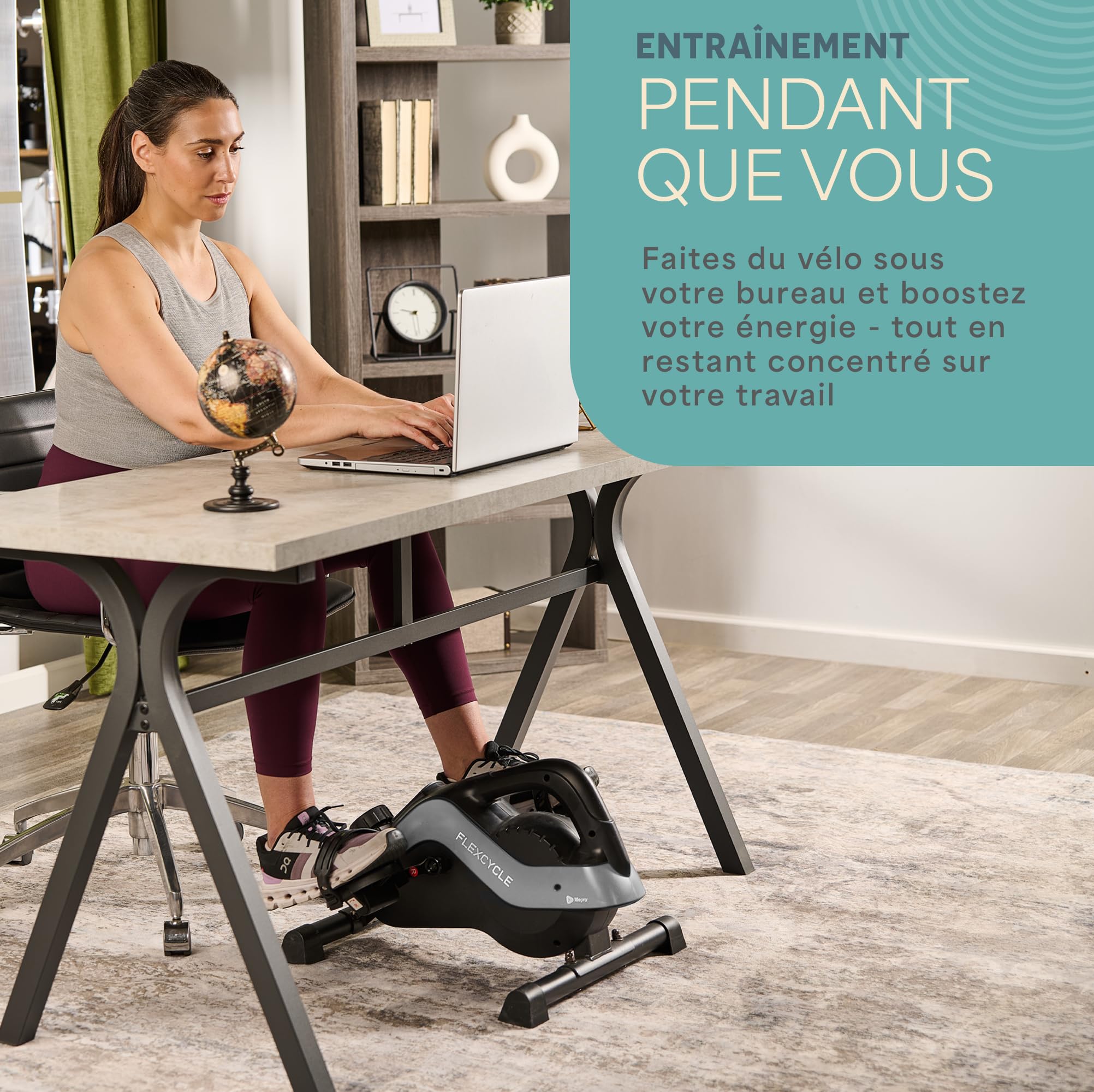 Lifepro Flexcycle Pédale d'exercice sous Le Bureau – Vélo D'appartement Magnétique Stationnaire avec Écran LCD Et Bandes De Résistance pour La Récupération des Bras Et des Jambes Et Thérapie –