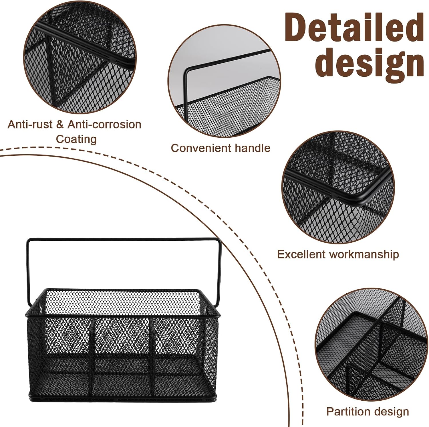 Coffee Bar Organizer,Metal Mesh Snack Organizer Basket with Hideaway Handle,Large Capacity Coffee Snack Holder for Countertop,Coffee Pods,Tea Condiment,Snack Bar,Kitchen Pantry Storage(Black)