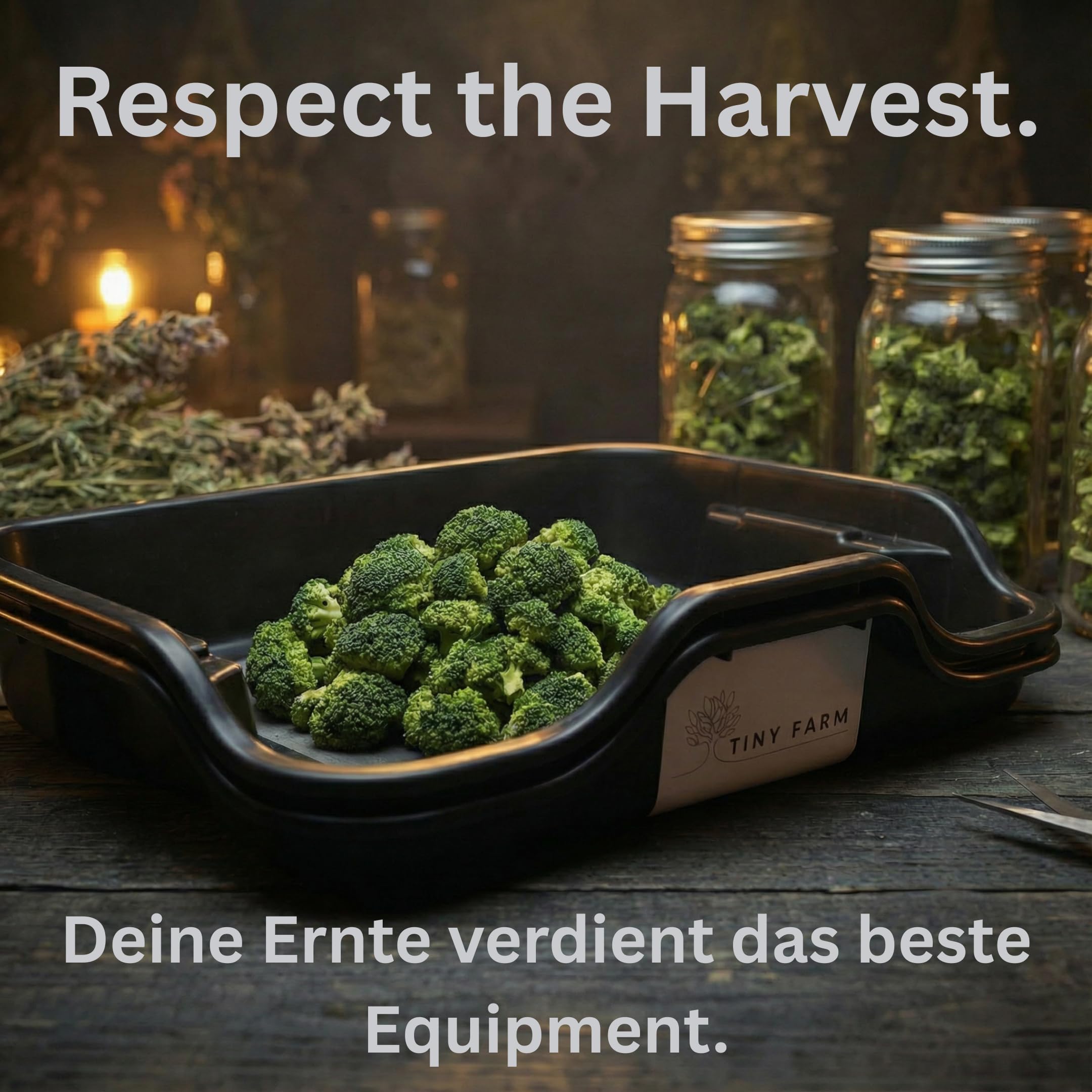 TINY FARM - Premium Trim Bin Set mit 150 Mikron Pollensieb, Trimmschale mit Trimmscheren und Netz | Trimming Tray und Dry Sift Sieb | Trim Tray | Erntemaschine Grow