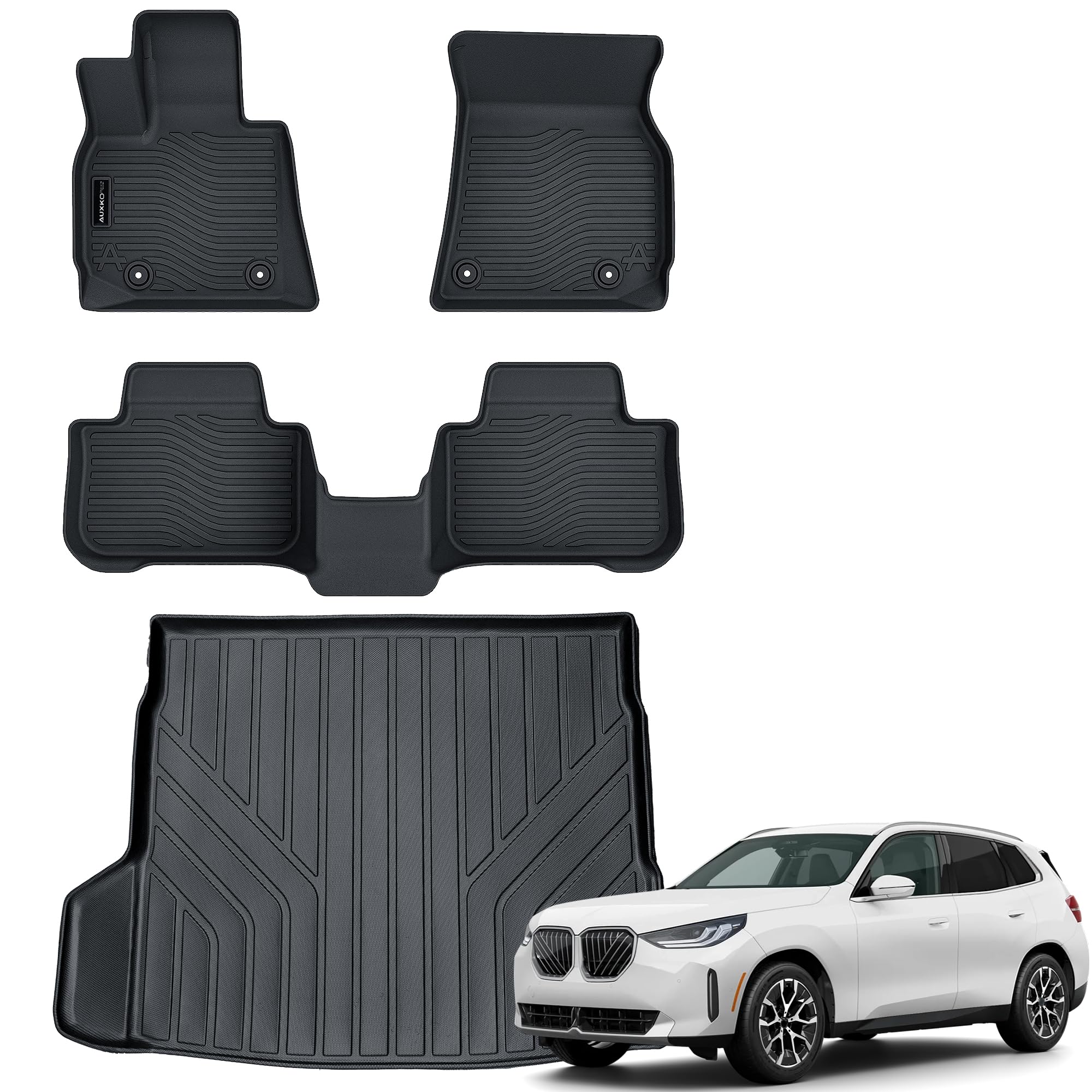 Auxko All Weather Floor Mats Cargo Mat Fit for BMW X3 2025 TPE Liners Car Accessories for BMW X3 2025 All Season Guard Odorless Anti-Slip Floor Mats Cargo Liner