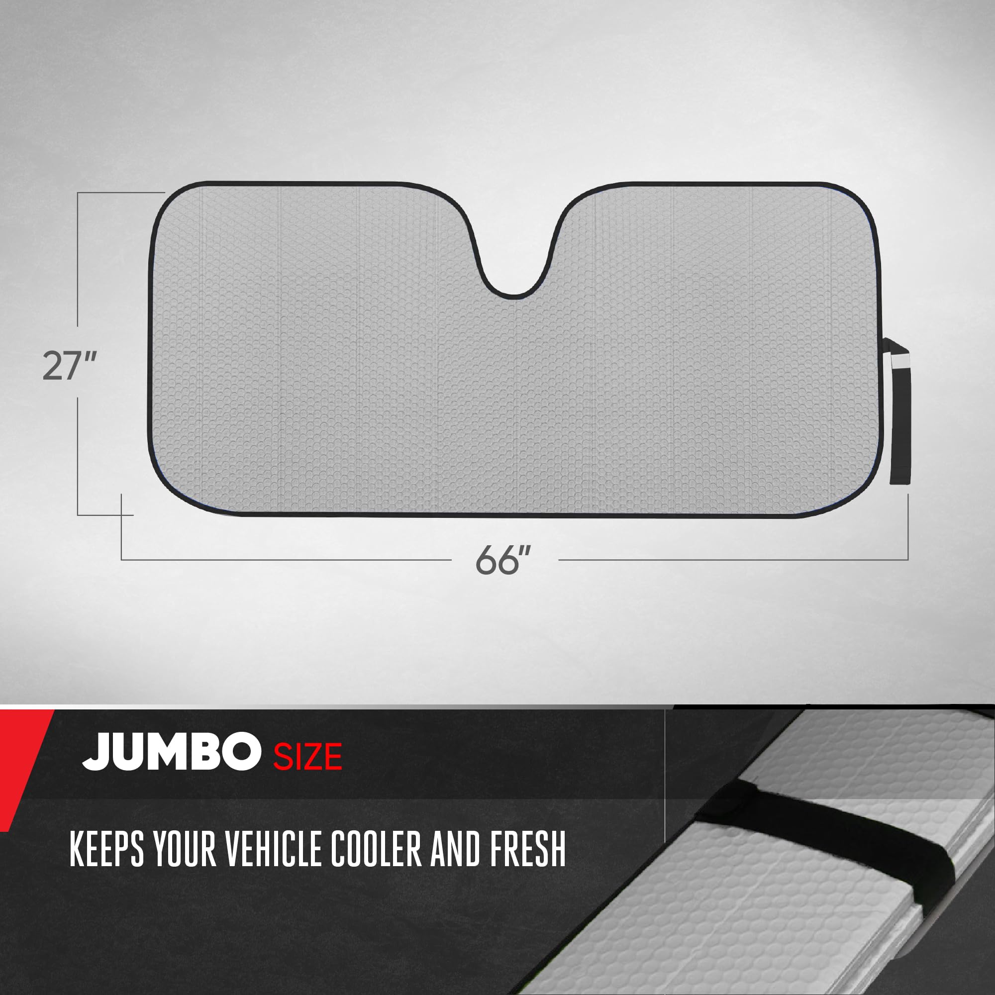 Motor Trend Pop-Up Auto Sun Shade - Large 68x35 Inch Universal Windshield Shade, UV Heat Block, Folds Compact
