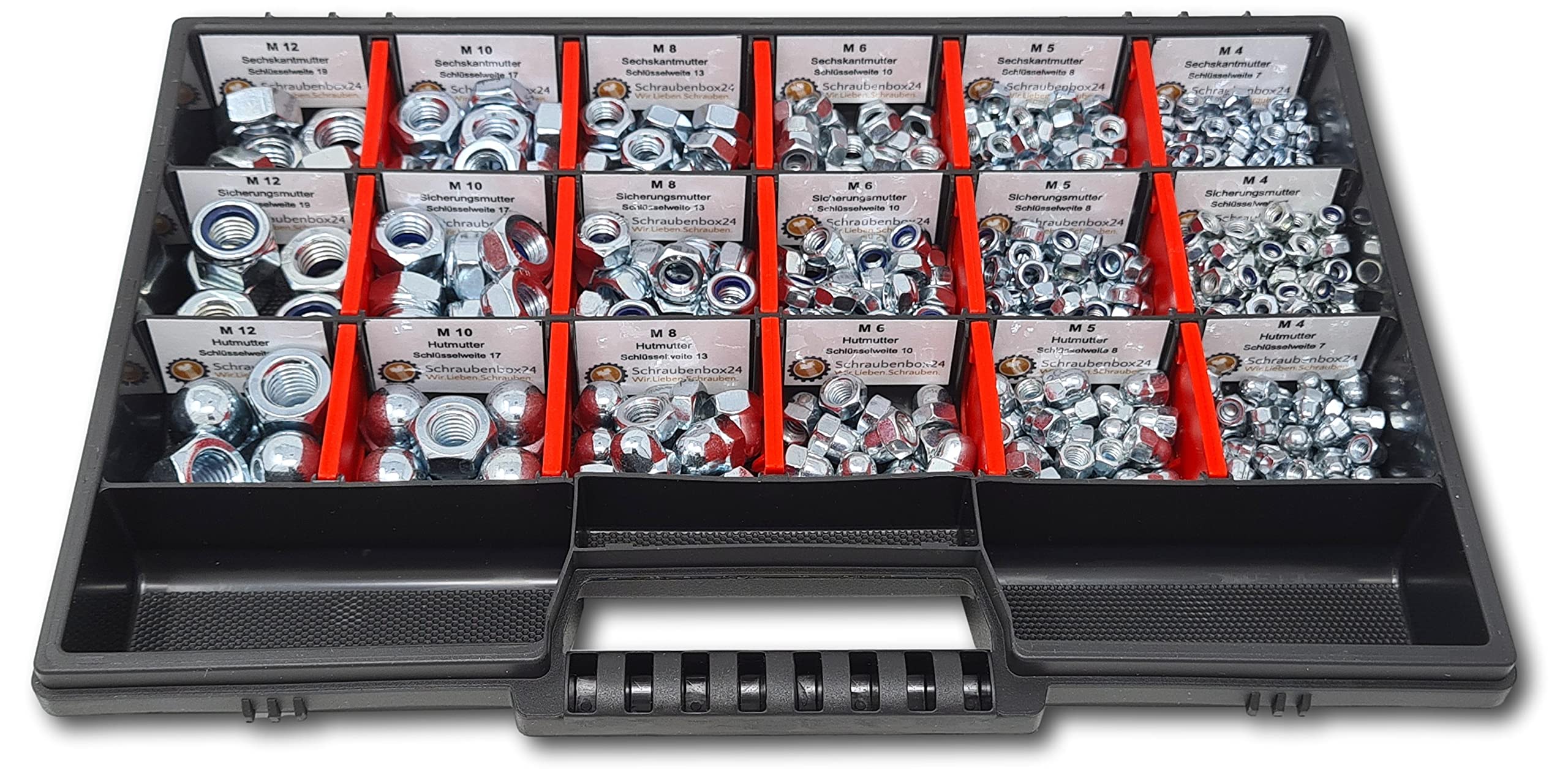 Muttern Sortiment M4 bis M12 mit Schraubenbox