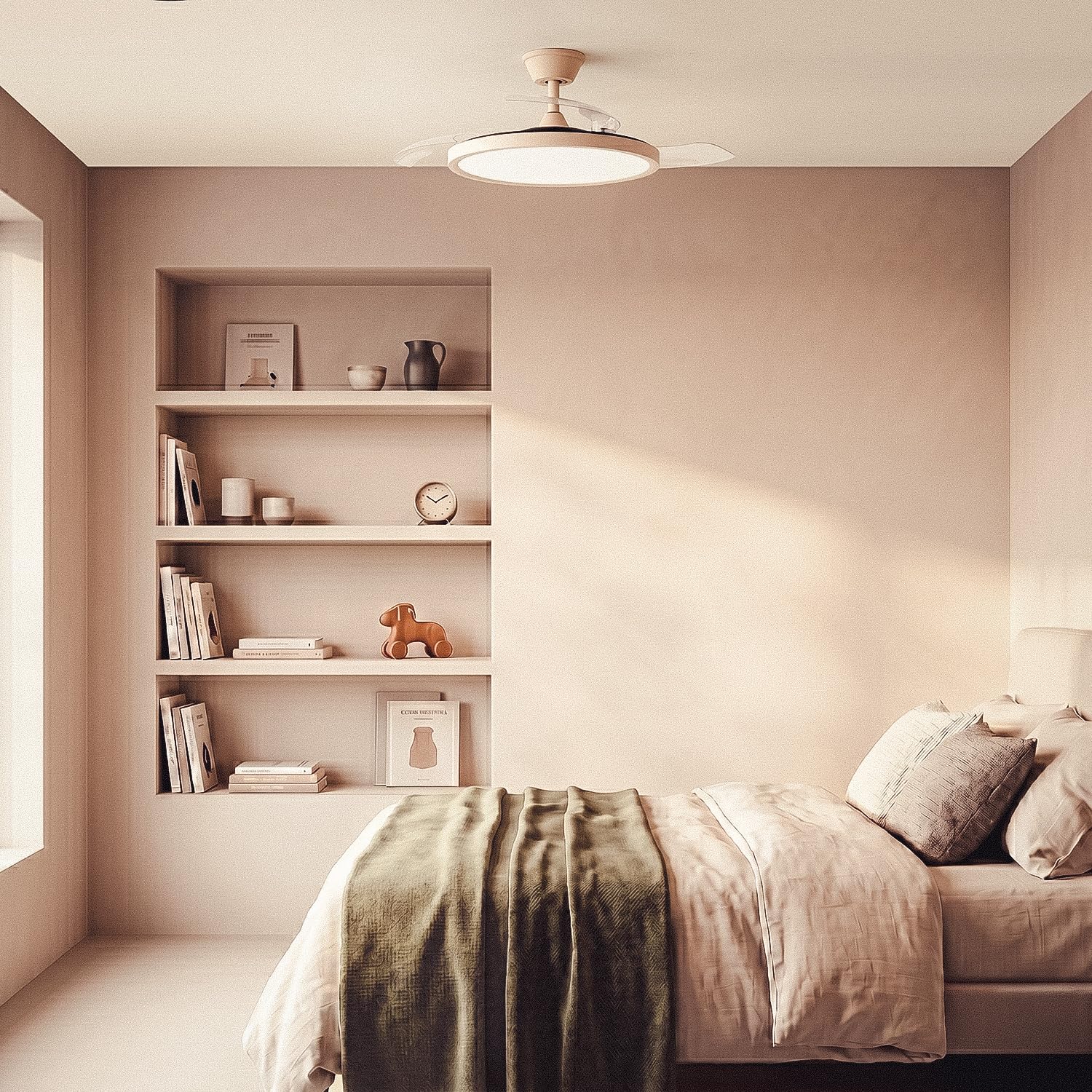LEDKIA Ventilatore da Soffitto con Luce Silenzioso DC Pale Retraibili Kleon | con Luce LED CCT 2560 lm, Motore DC 15W Silenzioso ed Efficiente, Pale Retrattili, 6 Velocità, 106 cm, Telecomando