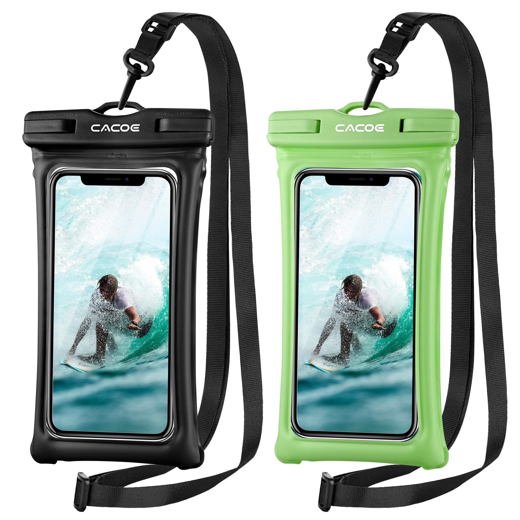 CACOE [Floatable] Floating Universal Waterproof Phone case 2 Pcs-Up to 7.0",Phone Pouch with Adjustable Neck Lanyard,IPX8 Cellphone Dry Bags for Beach