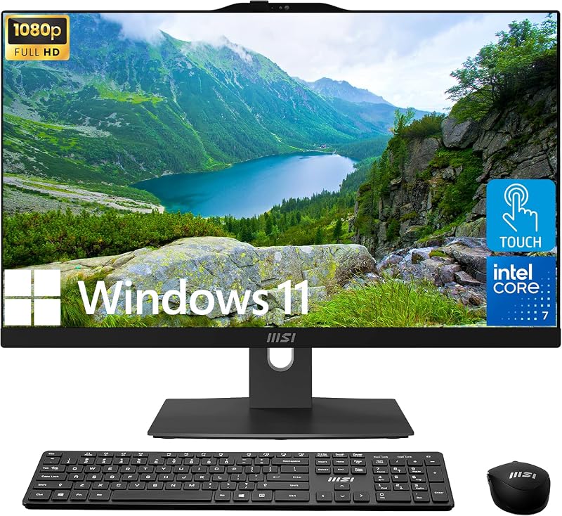msi Moderna computadora de escritorio todo en uno de 23,8", pantalla táctil FHD IPS, procesador Intel Core 7 de 10 núcleos 150U, 16 GB DDR5, 1 TB SSD + 1 TB HDD, Wi-Fi 6E, HDMI, cámara web, KB y mouse inalámbricos, Windows 11 Home