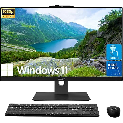 MSI Modern 23.8" All-in-One Desktop Computer, FHD IPS Touchscreen, 10-core Intel Core 7 Processor 150U, 16GB DDR5, 1TB SSD + 1TB HDD, Wi-Fi 6E, HDMI, Webcam, Wireless KB&Mouse, Windows 11 Home