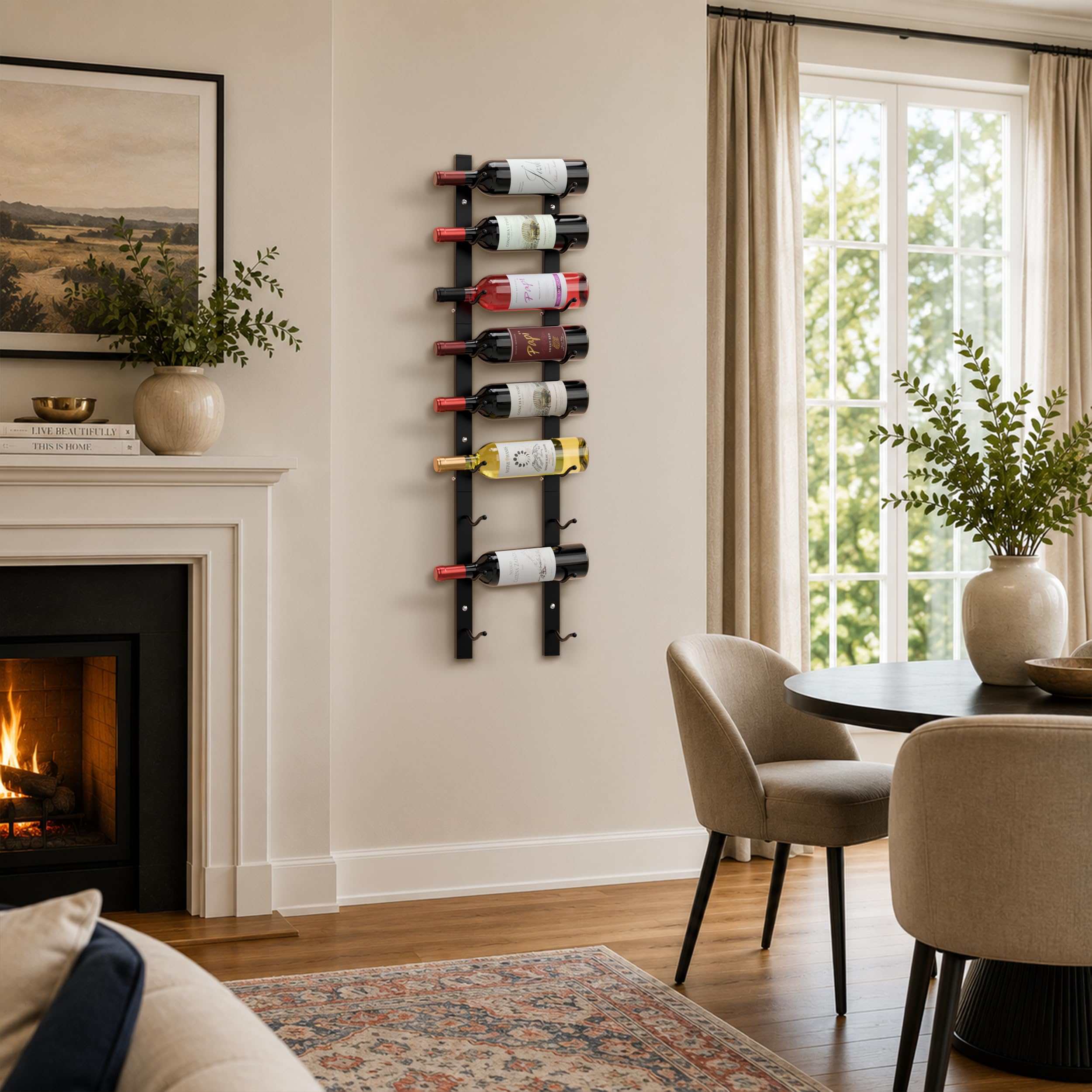 Sorbus 9-Bottle Wall Mounted Wine Rack - Black -5